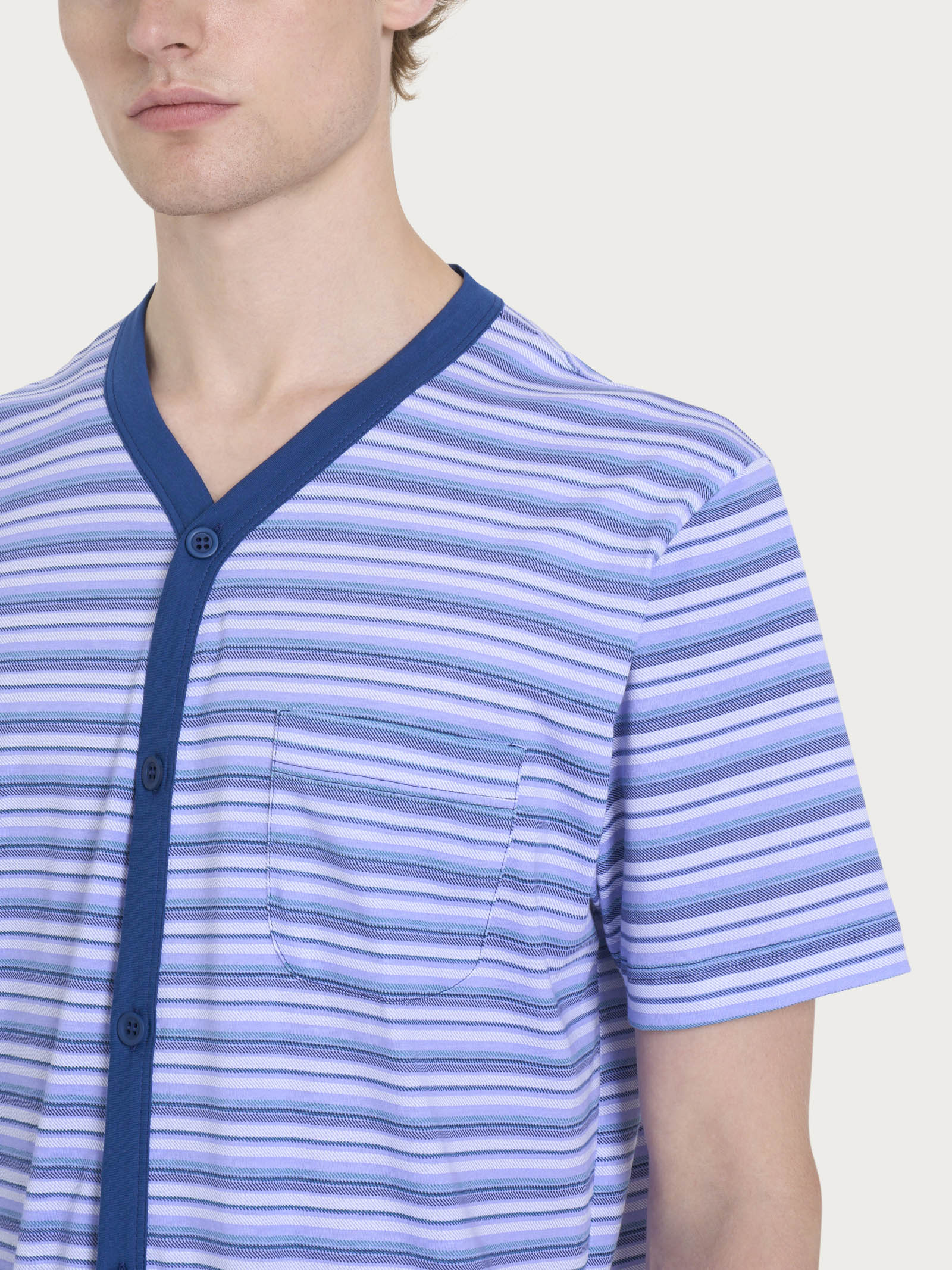 Ragno Jersey di Cotone pigiama corto aperto navy peony
