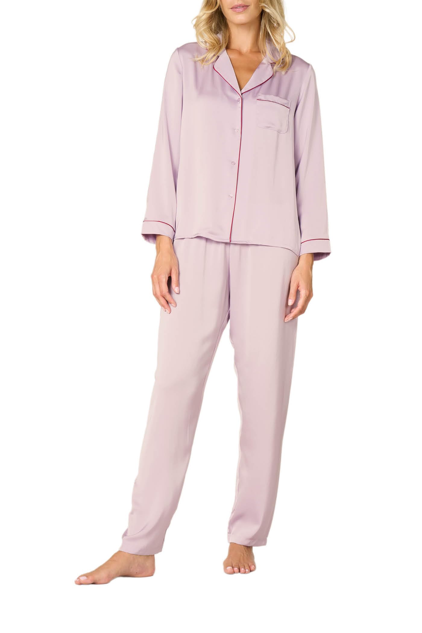 Goldenpoint Satin pigiama lungo abbottonato maniche lunghe