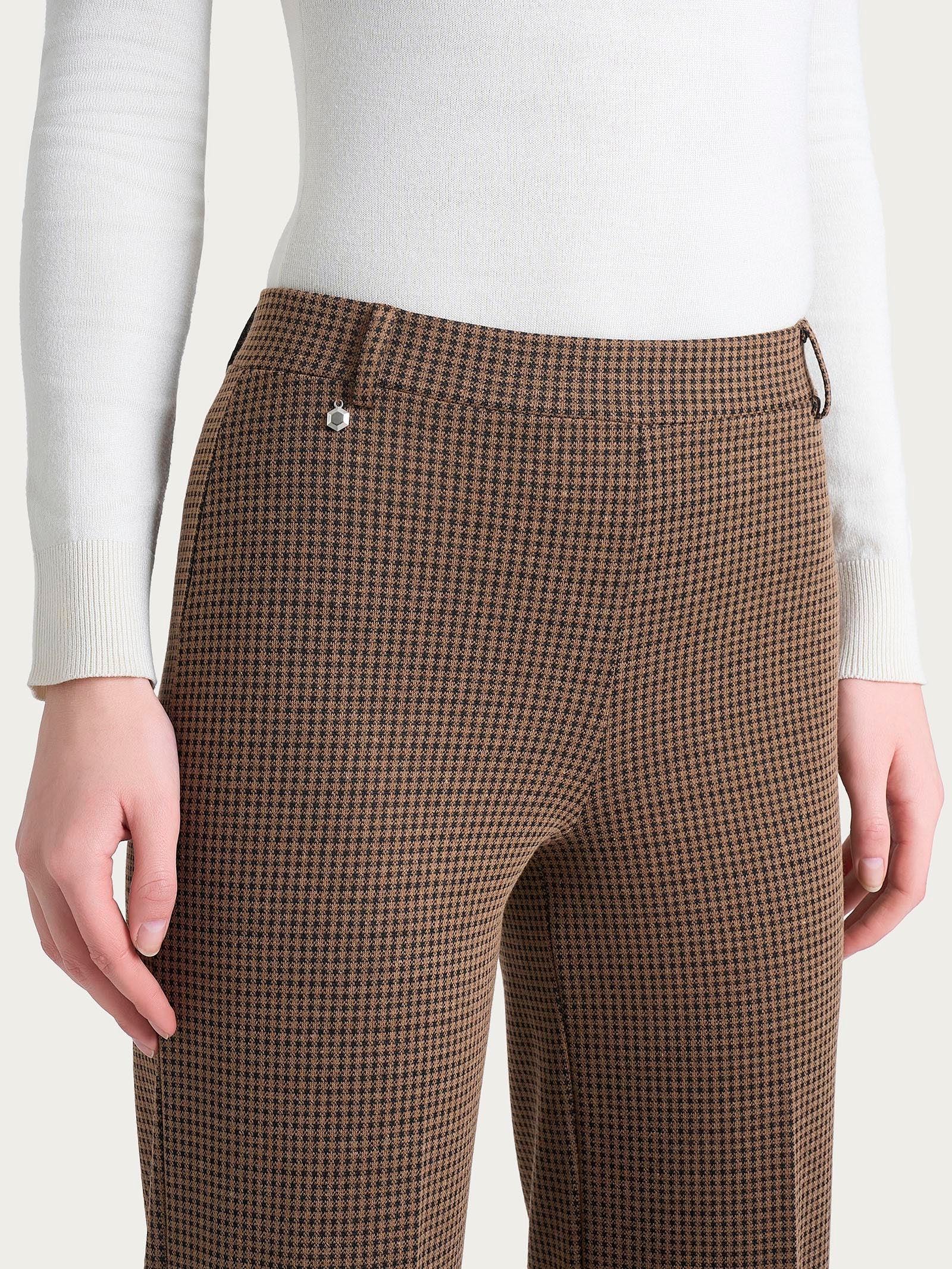 Ragno Eco Jacquard Pantalone Ampio Micro Check Marrone