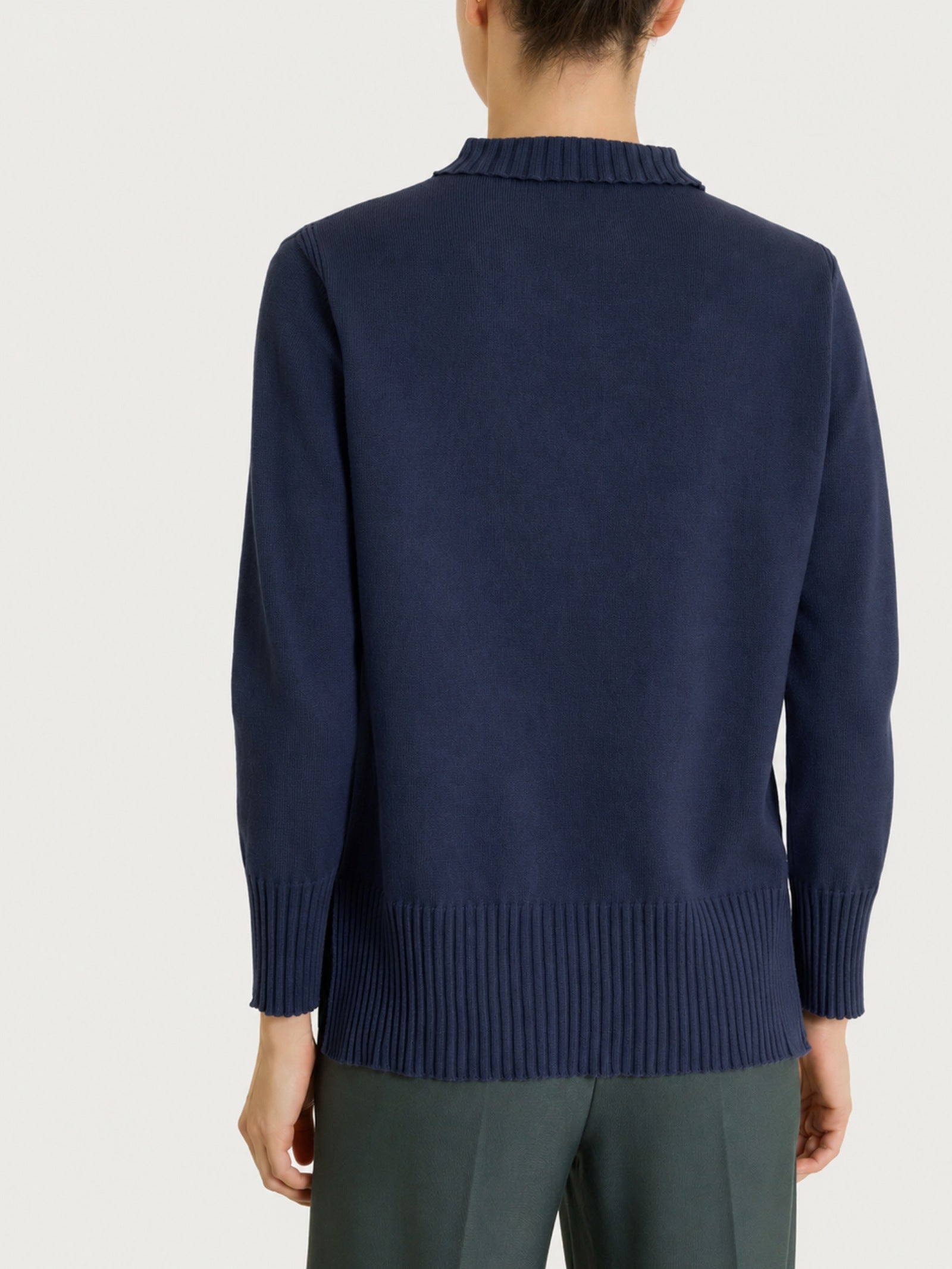 Ragno Polo manica lunga maglia Soft Wool blu boxy