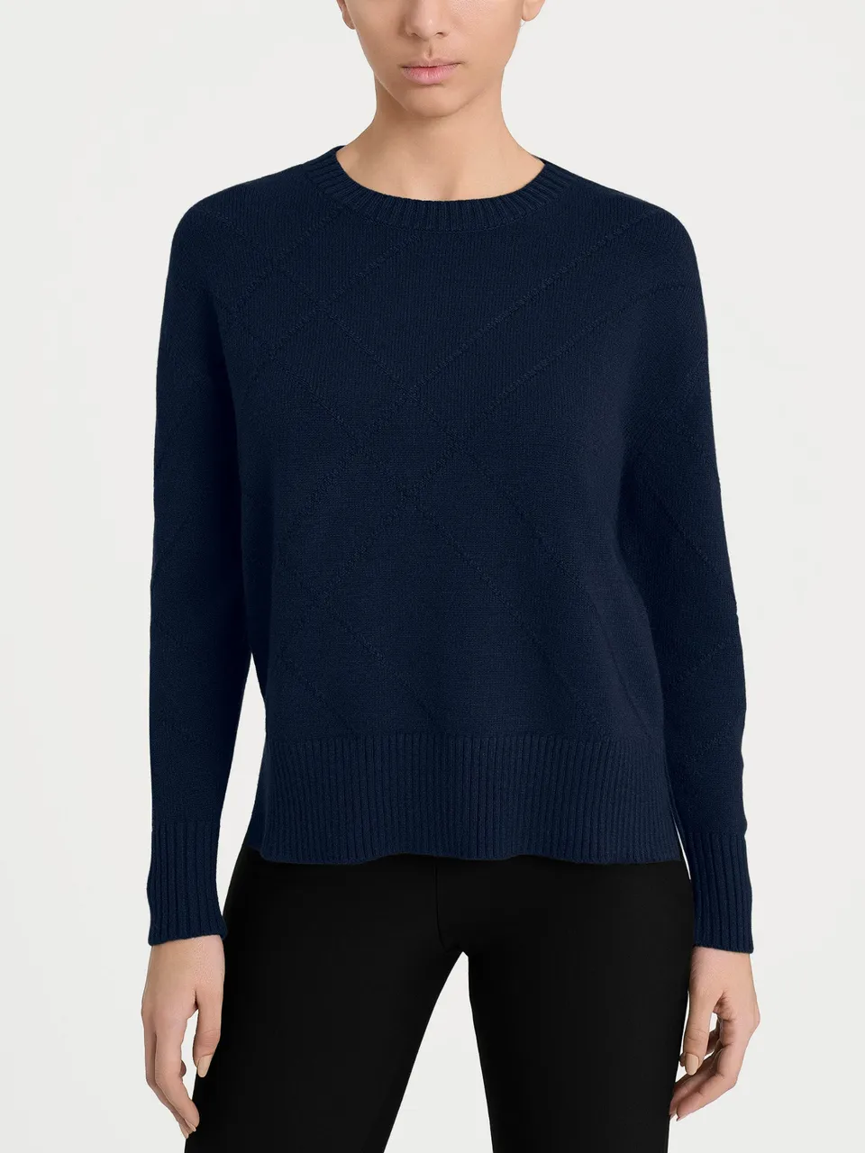 Ragno Four Seasons Maglia girocollo check Bleu viscosa
