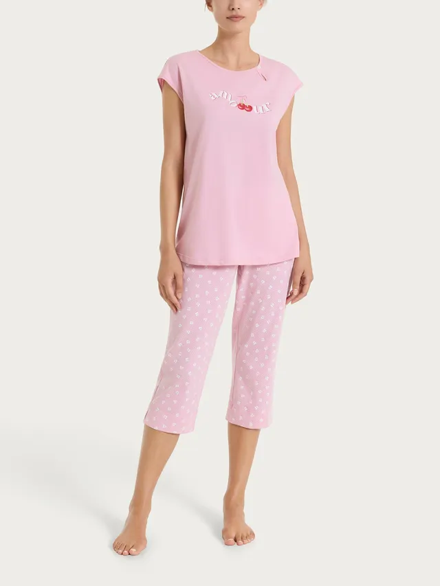 Ragno Sweet Emotion Pigiama Pinocchietto Cotone Cameo Pink