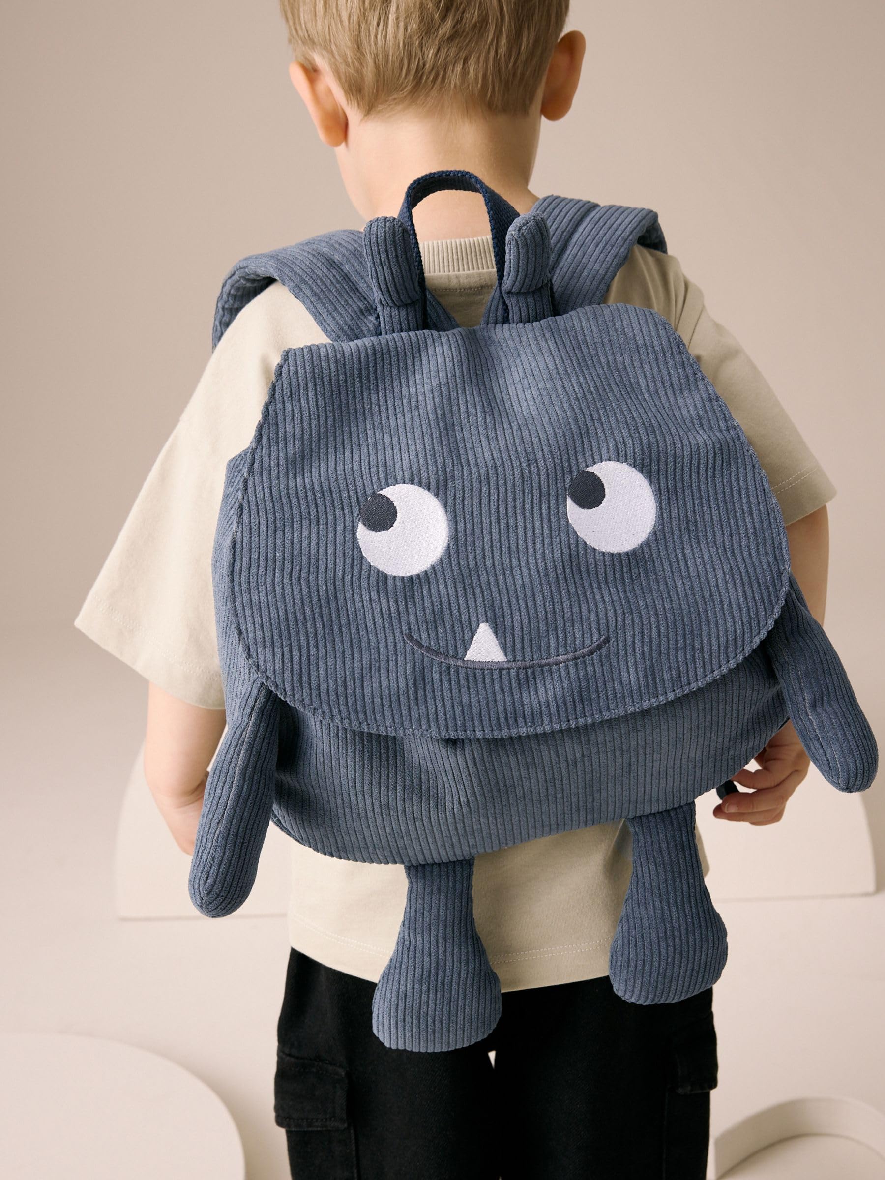 Next Zaino Mostro Bambino Blue Cord in Velluto