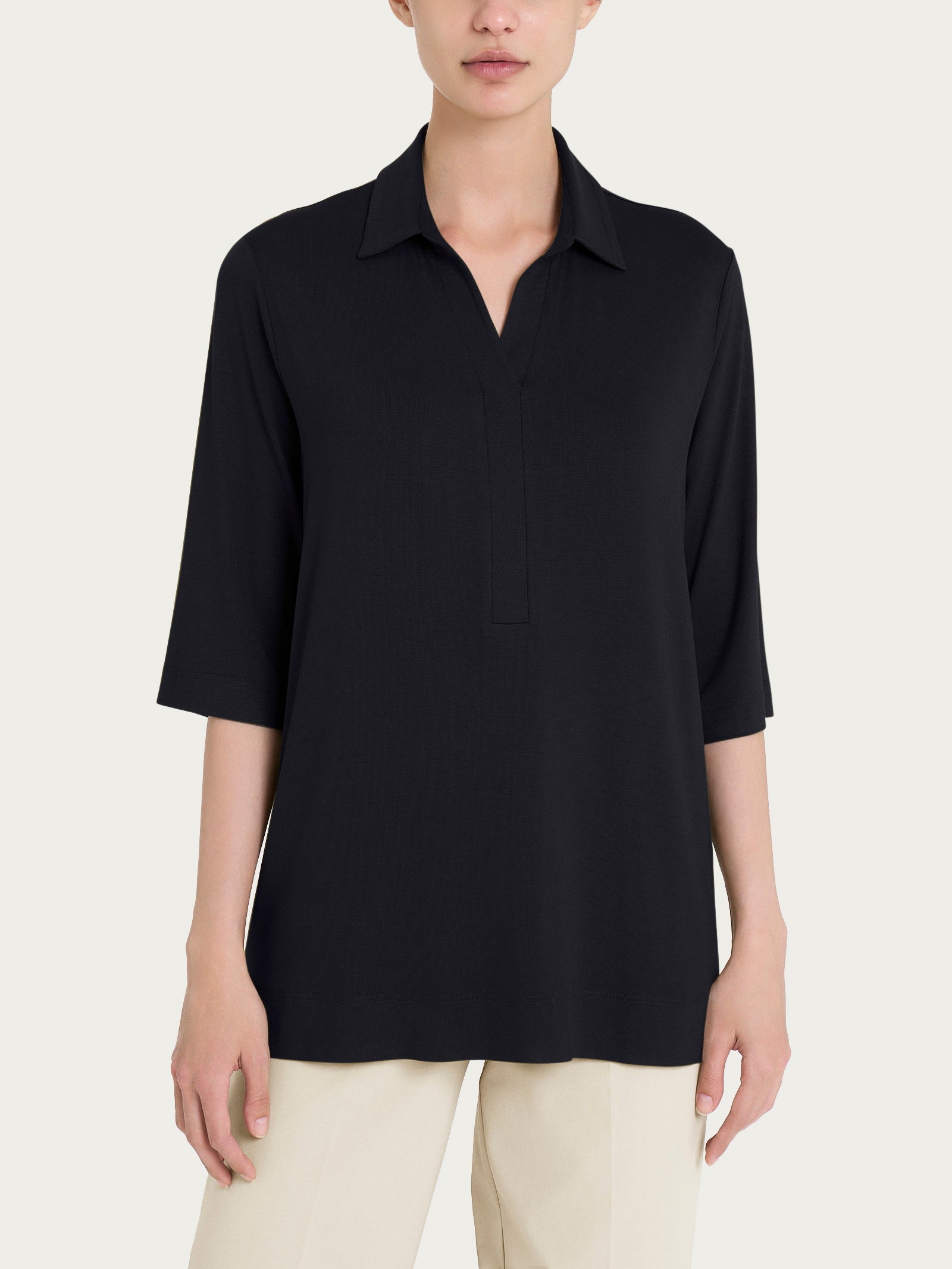 Ragno Viscosa Summer Maglietta Polo 3/4 Nero