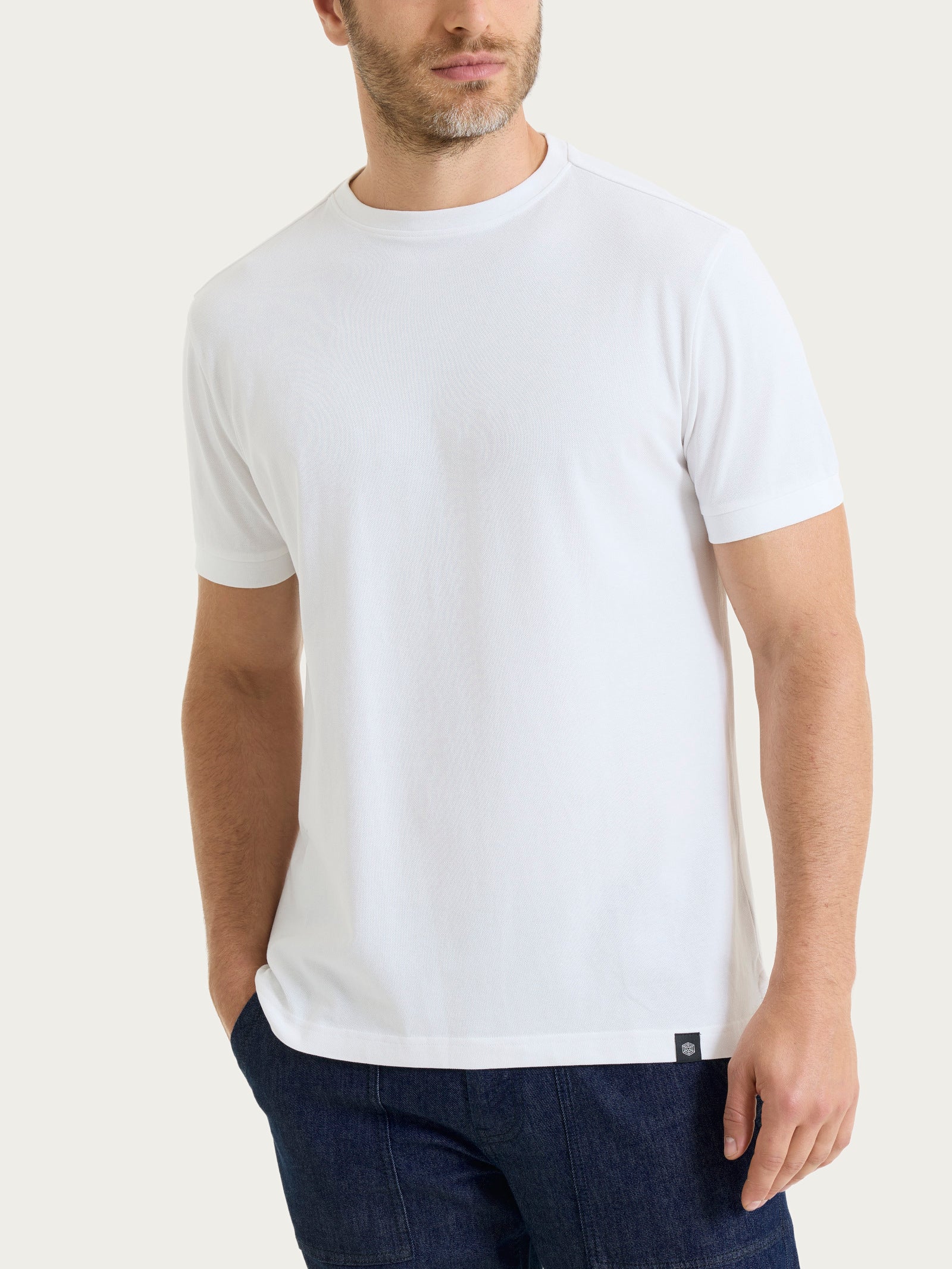 Ragno Eco Cotton Maglietta Girocollo Bianco Piquet Uomo
