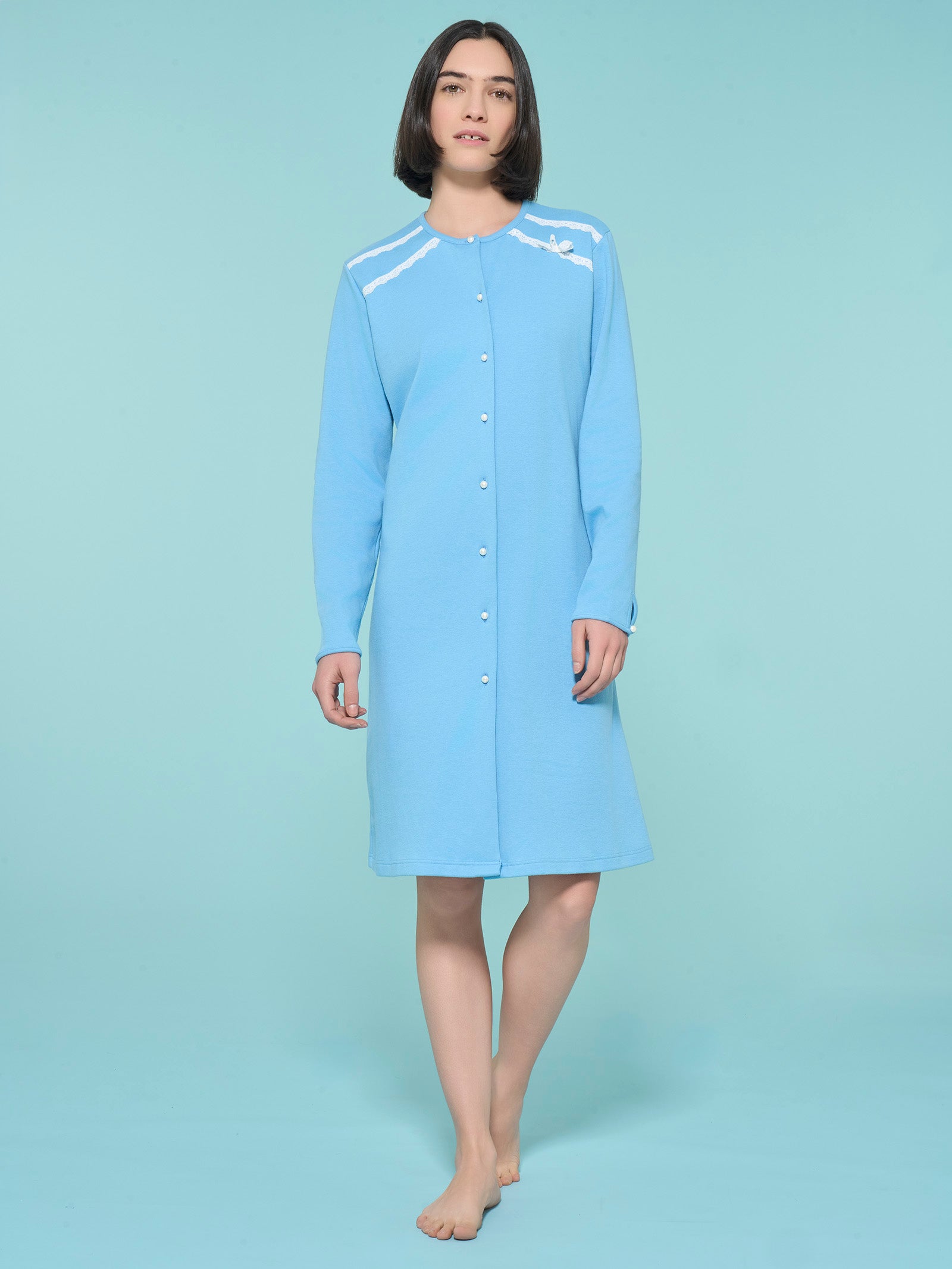 Ragno Sweet Emotion Camicia Notte Aperta Dusk Blue Cotone