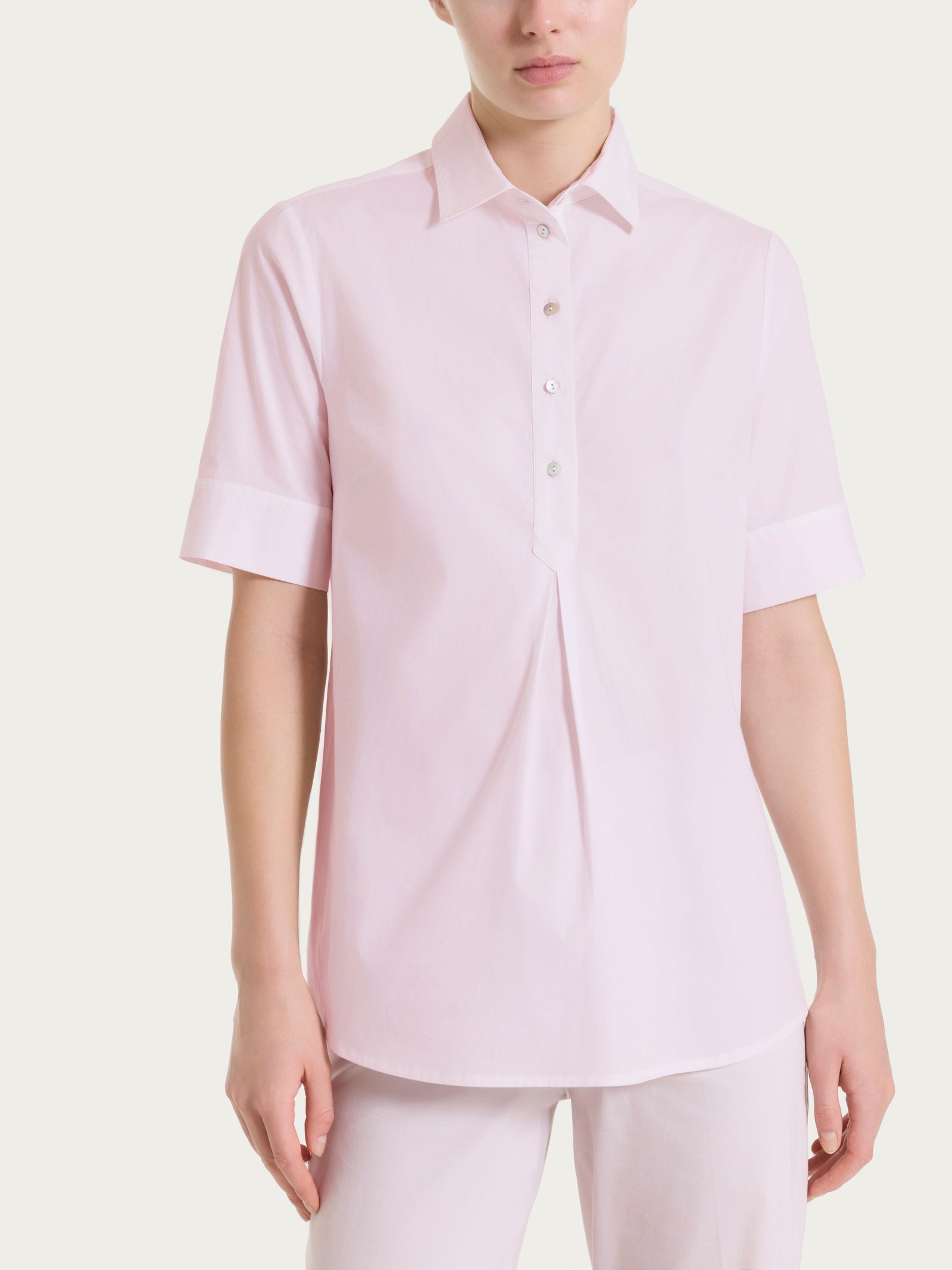 Ragno Camicia Collo Serafino Poplin Cotone Pale Lilac