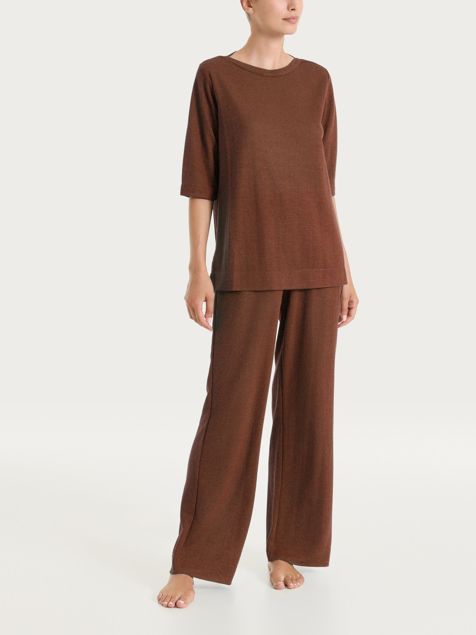 Ragno Summer Slub maglia scollo barchetta Chocolate manica 3/4