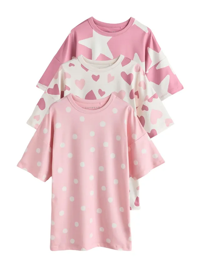 Next Confezione 3 Camicie Notte Bambina Rosa Morbide