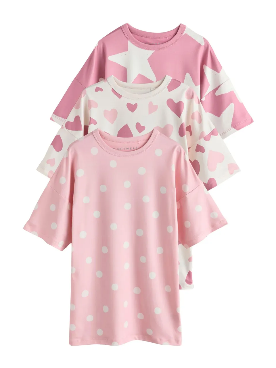 Next Confezione 3 Camicie Notte Bambina Rosa Morbide