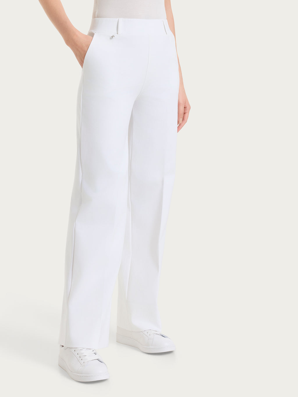 Ragno Compact Light pantalone donna largo bianco tasche