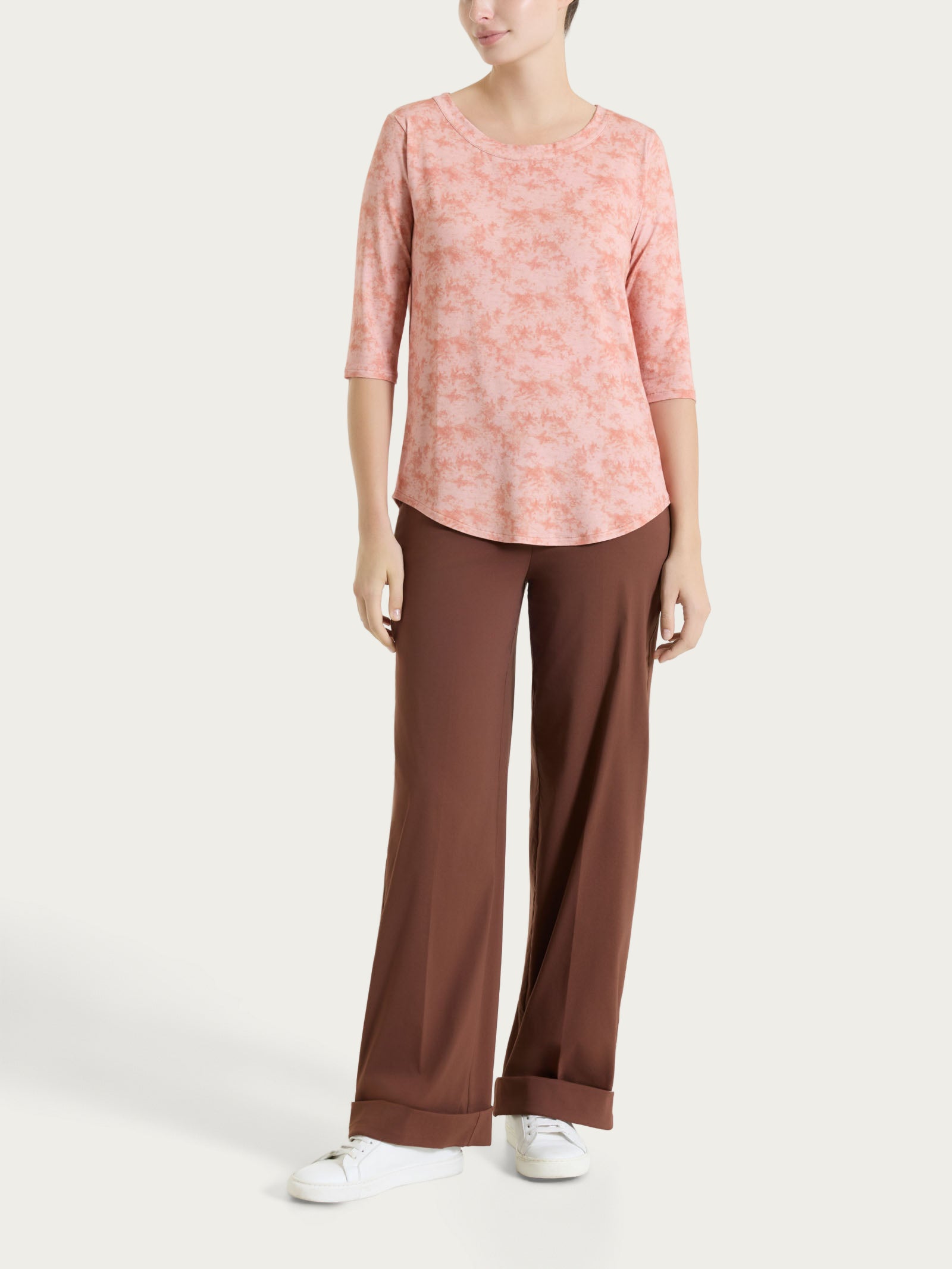 Ragno Super Fresh Pantalone Ampio Tasche Risvolto Cappuccino wide leg