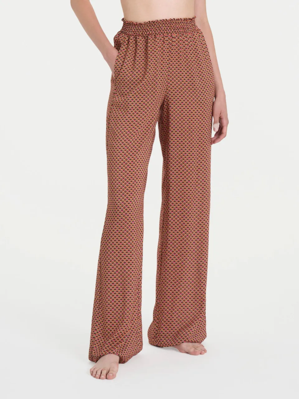 Ragno Ecoseta pantalone largo fantasia spice route mare