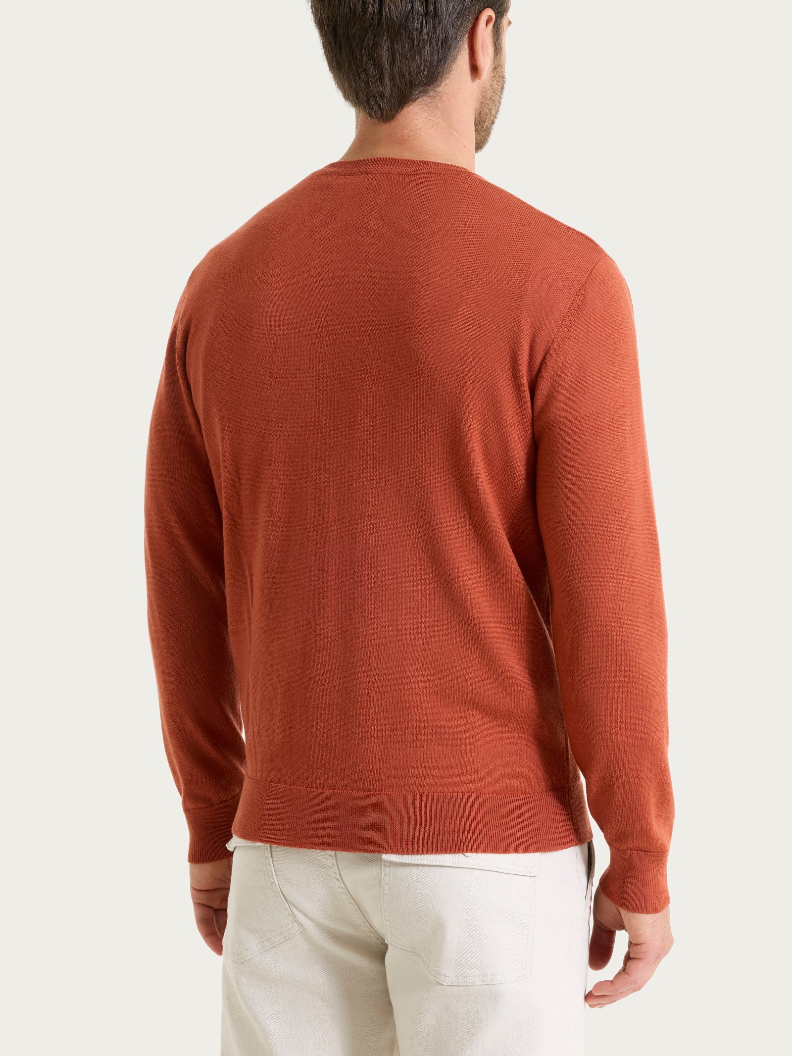 Ragno Merino Soft pull scollo a V rust lana uomo