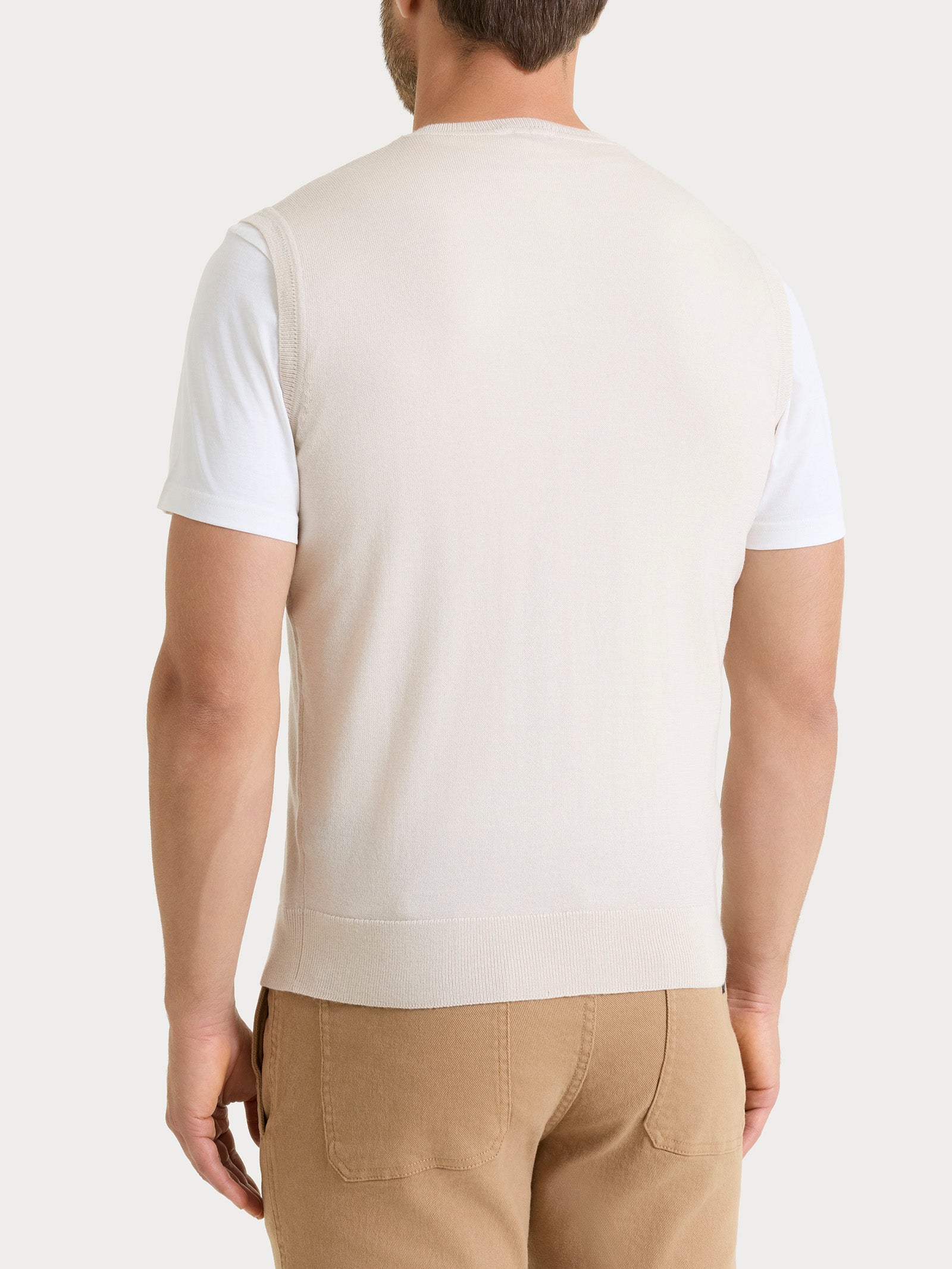 Ragno Merino Soft Gilet scollo V lana beige