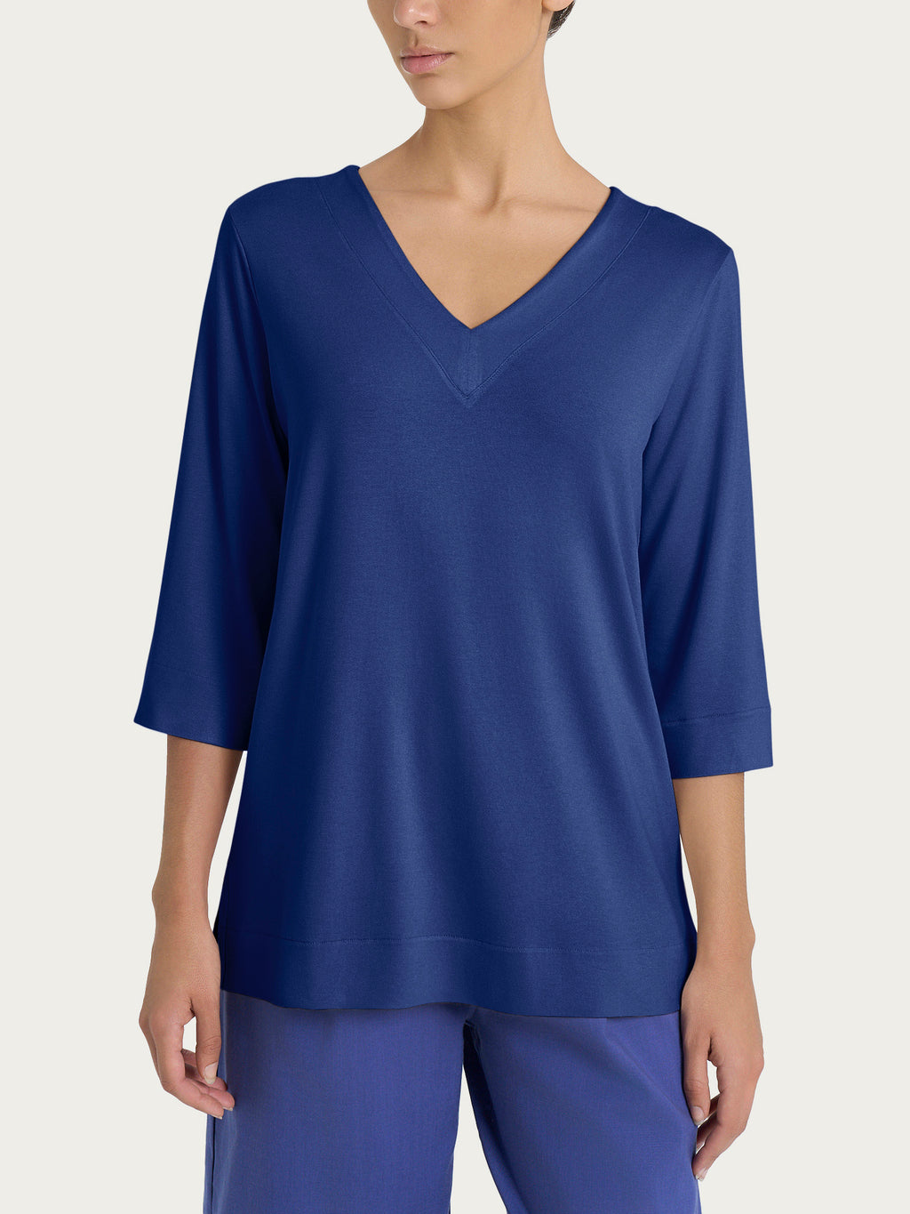 Ragno T-shirt Doppio V Maglietta Mirtillo Viscosa