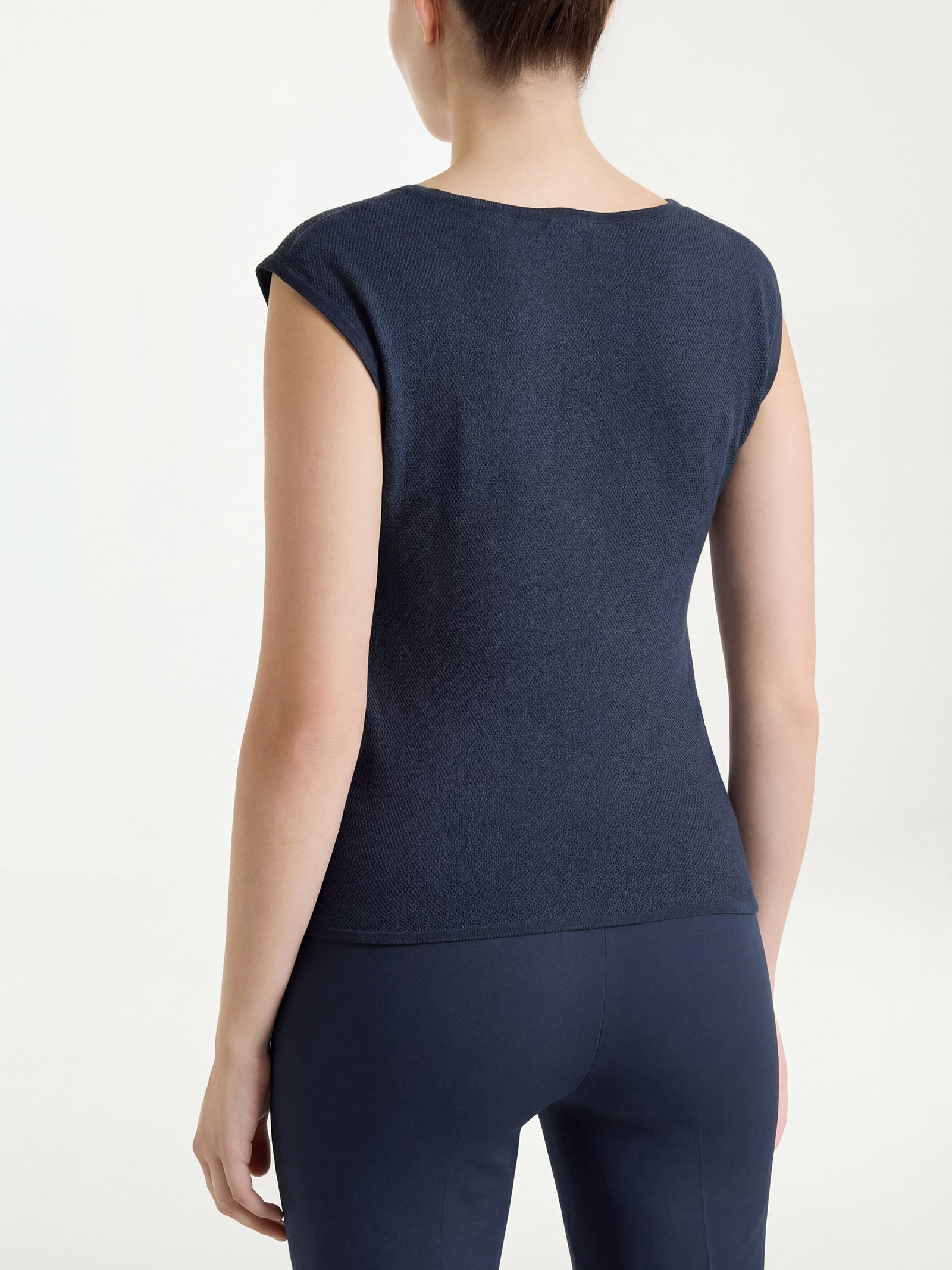 Ragno Puro Cotone piquet gilet blu Bleu