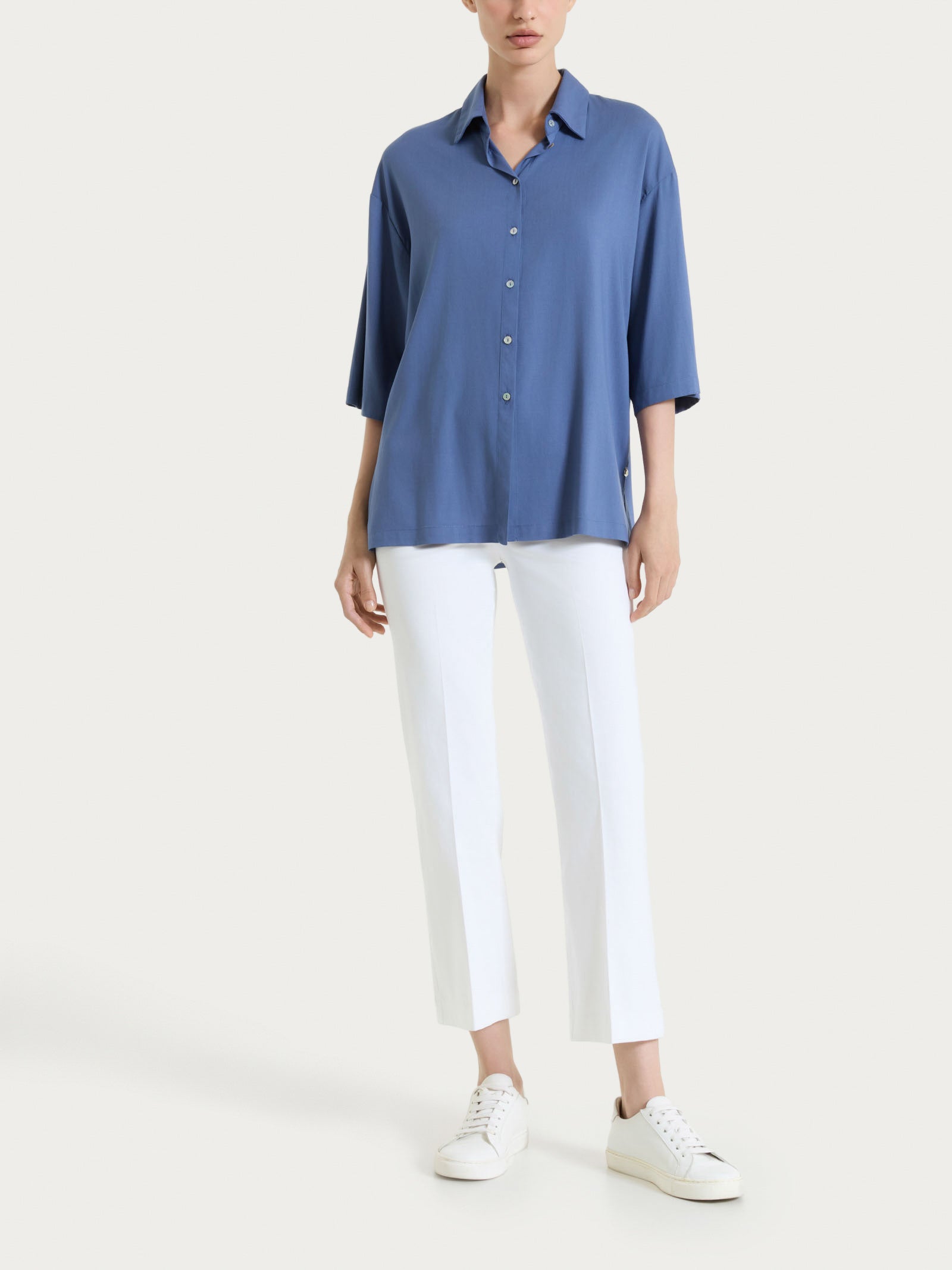 Ragno Gem Pantalone Flare Caviglia Satin Bianco