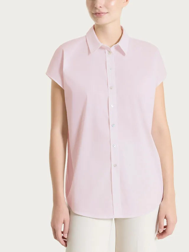 Ragno Puro Cotone Camicia Manica Kimono Pale Lilac poplin