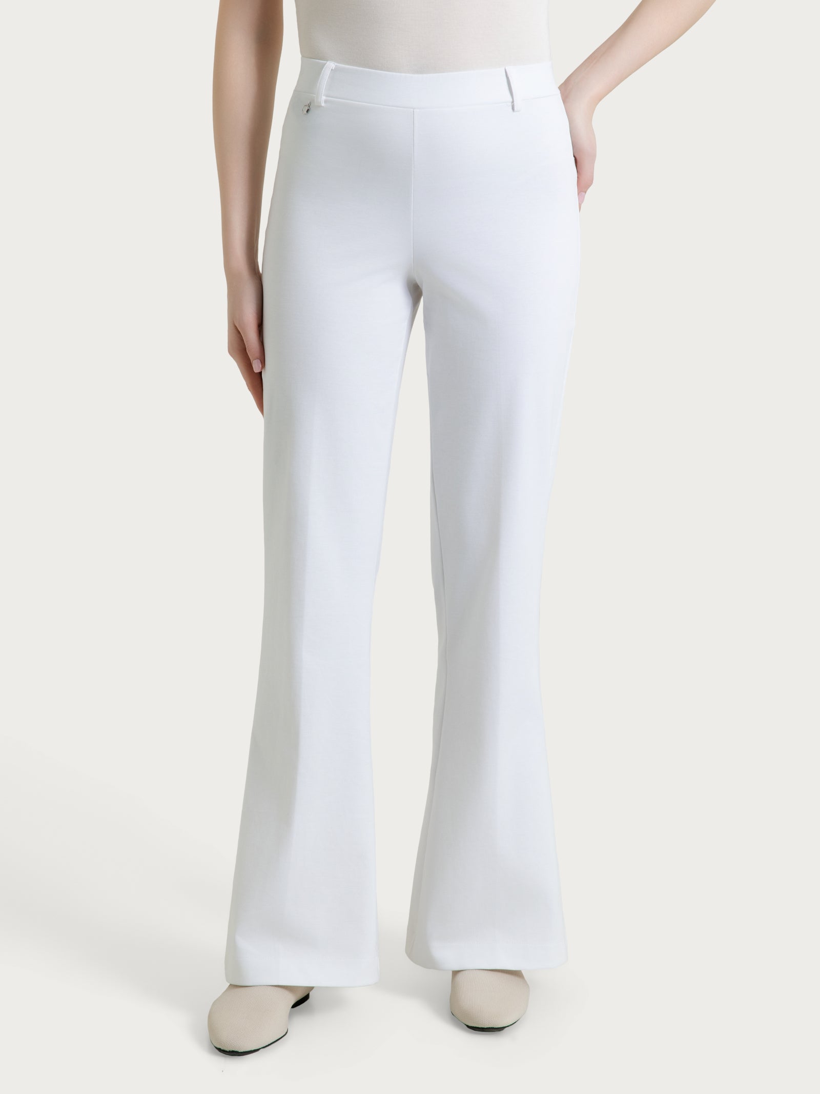 Ragno Compact Light pantalone flare Bianco elasticizzato