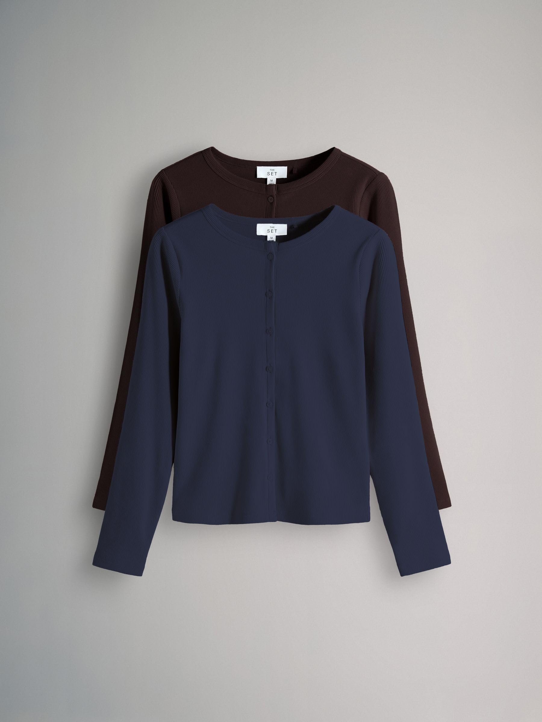 Geo Next The Set cardigan donna maniche lunghe 2 pezzi coste