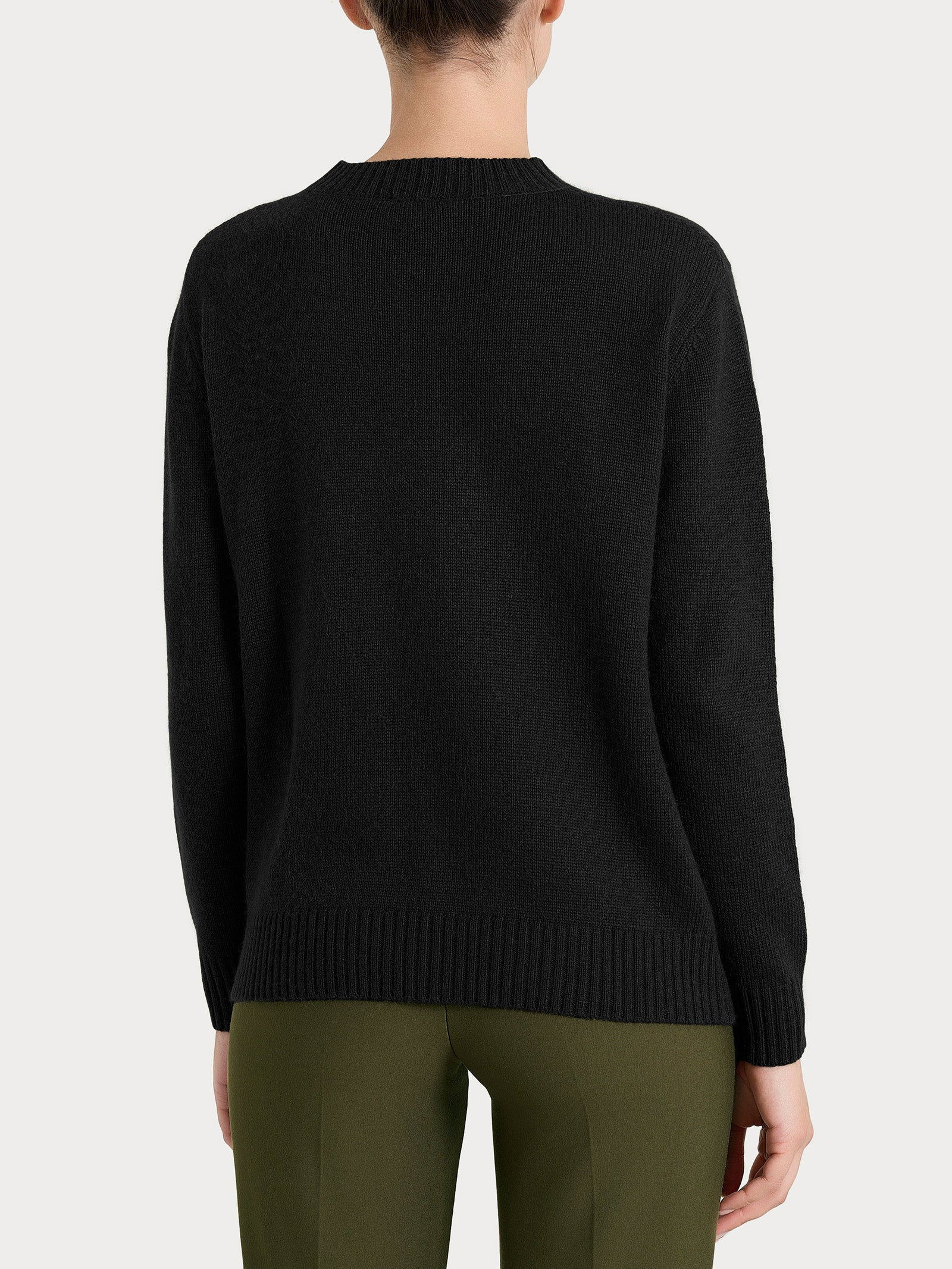 Ragno Natural Soft Maglia Girocollo Trecce Nero Finezza 7