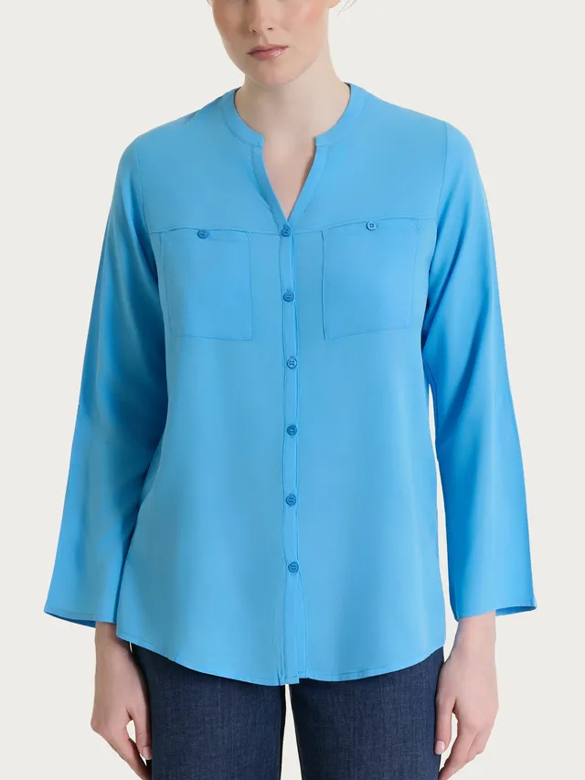 Ragno EcoSeta Coreana camicia azzurra Azure Blue raso