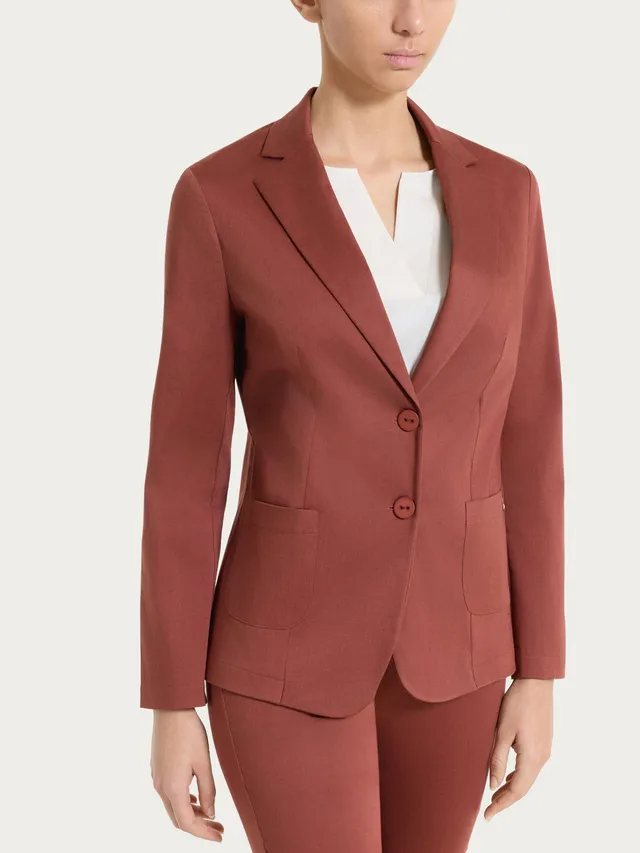 Ragno Satin Power Blazer Due Bottoni Mahogany Cotone Elasticizzato