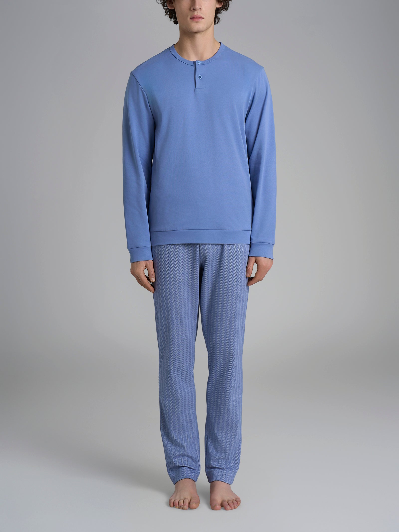 Ragno Pigiama Lungo Serafino pigiama interlock Colony Blue 58-60