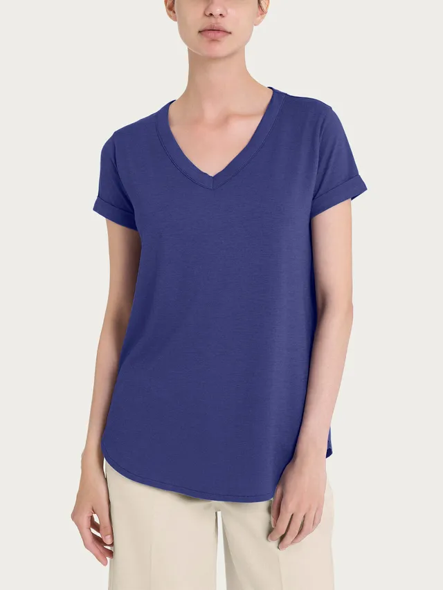 Ragno Puro Cotone maglietta scollo V blu skipper cotone
