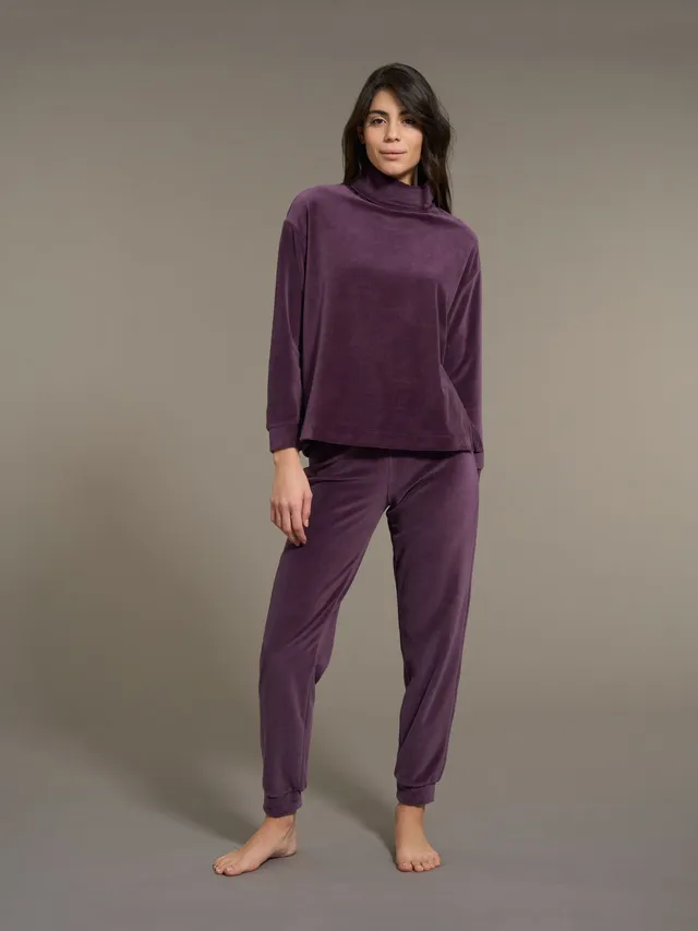 Ragno tuta pigiama donna ciniglia viola Plum Perfect