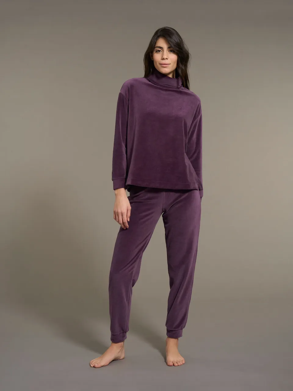 Ragno tuta pigiama donna ciniglia viola Plum Perfect