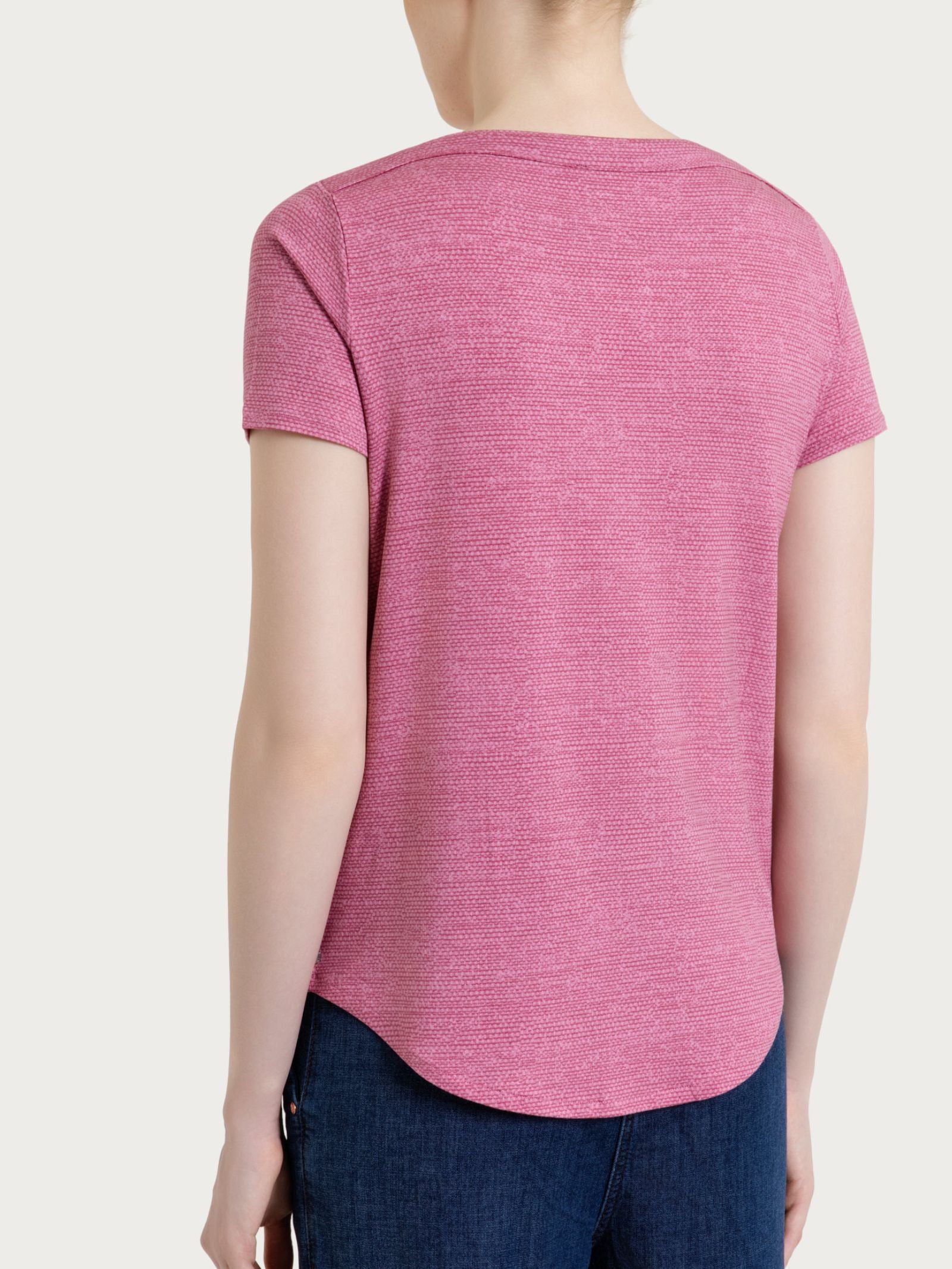 Ragno maglietta girocollo Cashmere Rose viscosa crêpe
