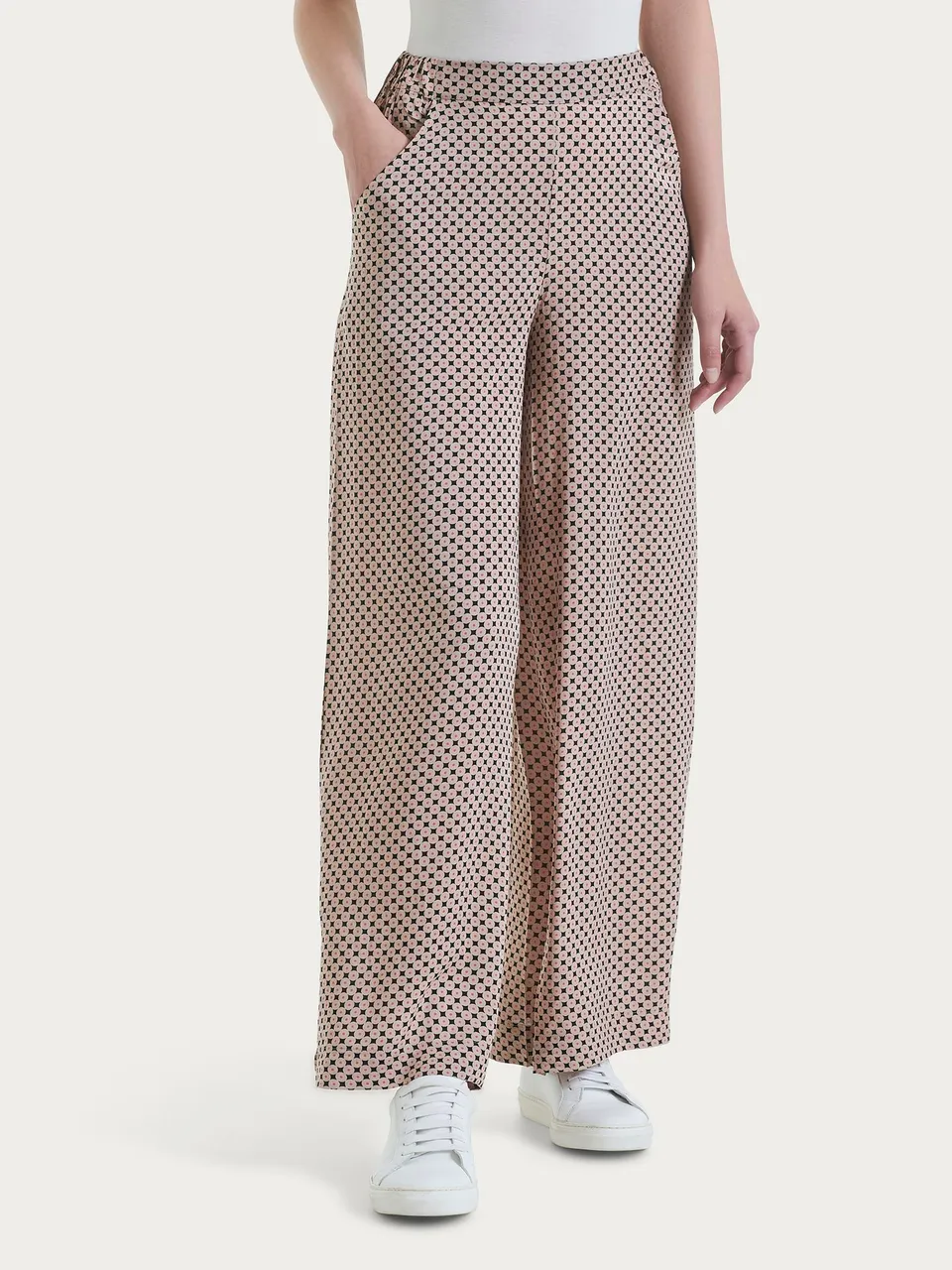 Ragno Pantalone Palazzo Ecoseta Fantasia Nero viscosa