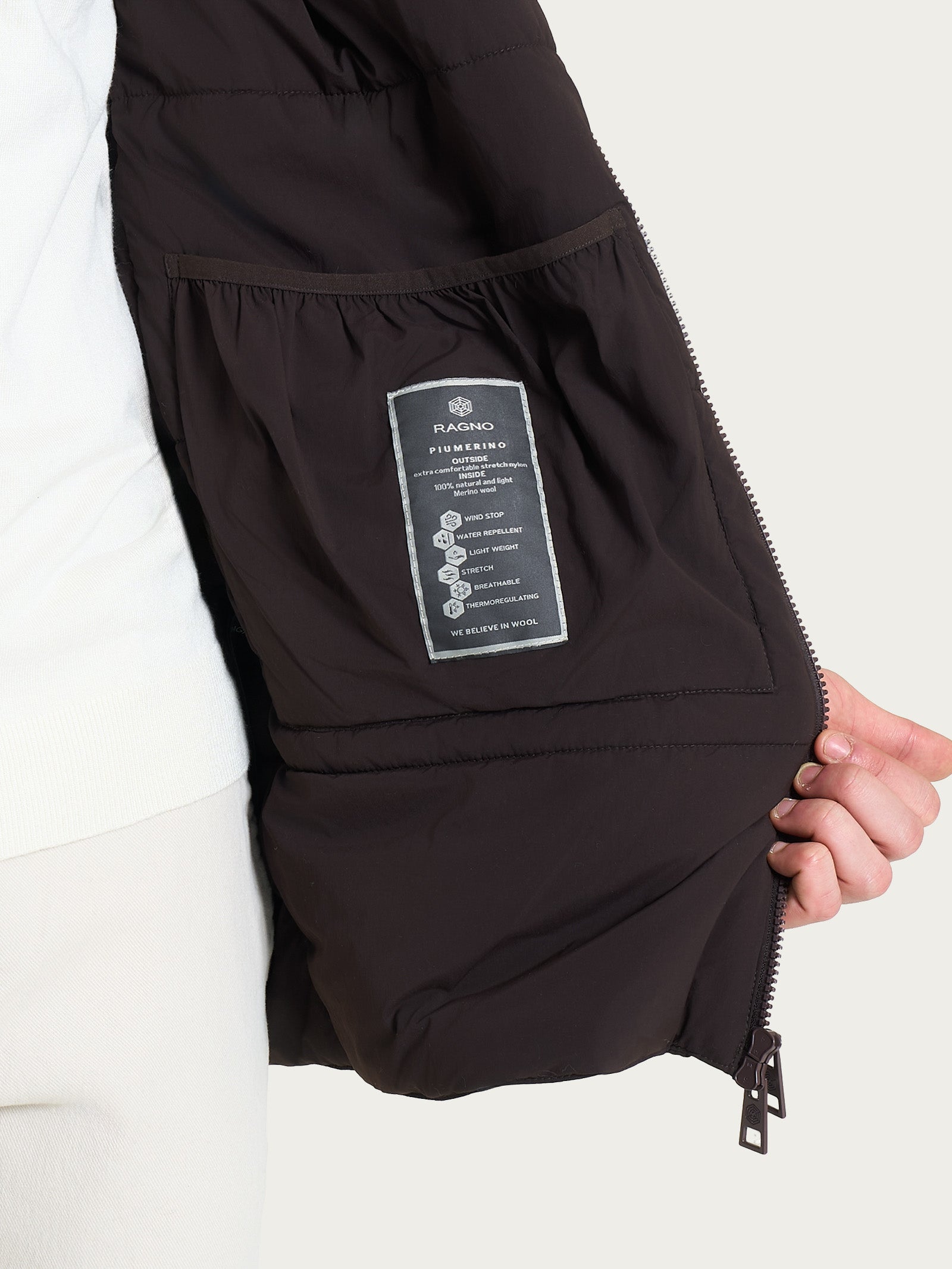 Ragno Parka Piumerino Lana con Cappuccio Chocolate Torte