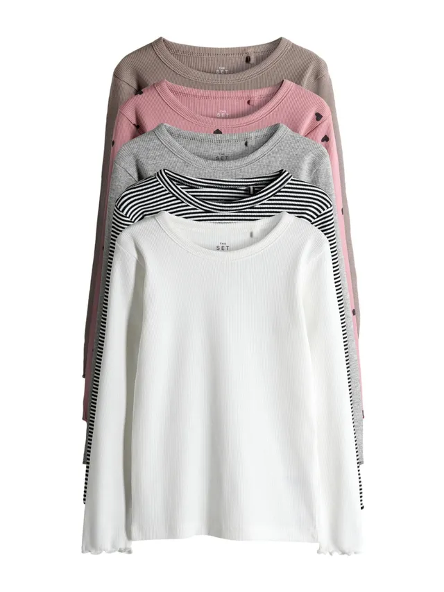 Next The Set Magliette bambina 5 pezzi a coste maniche