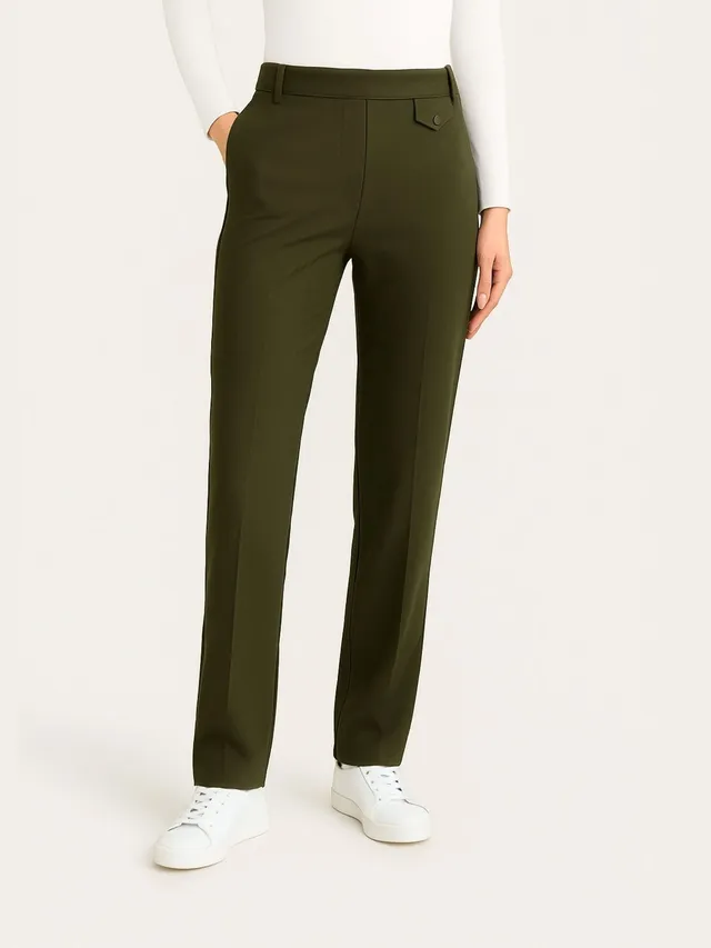 Ragno Compact The Straight Leg pantalone dark olive elasticizzato