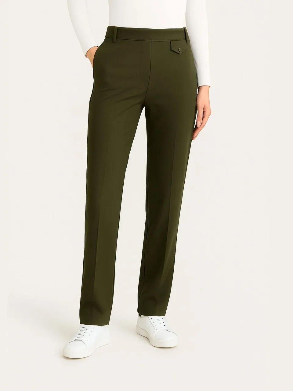 Ragno Compact The Straight Leg pantalone dark olive elasticizzato