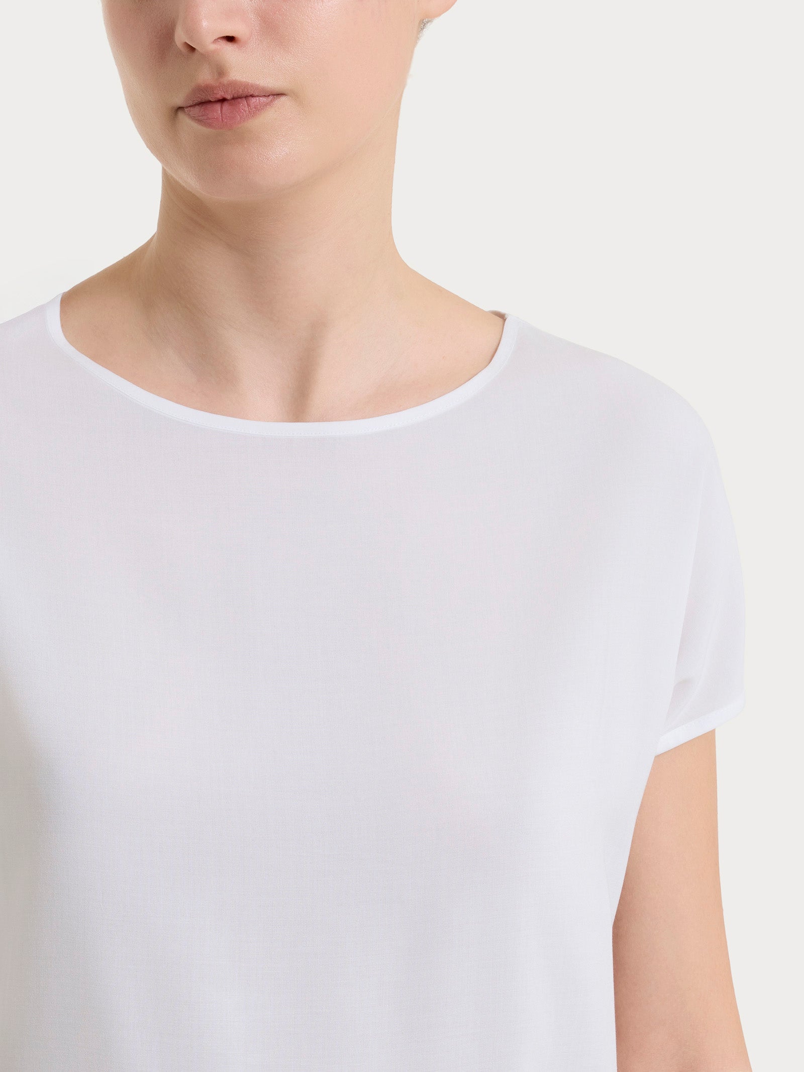 Ragno Voile Stretch Blusa Kimono Bianco manica corta
