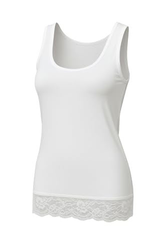 Lady C Canotta Spalla Larga Pizzo Cotone Modal Bianco S