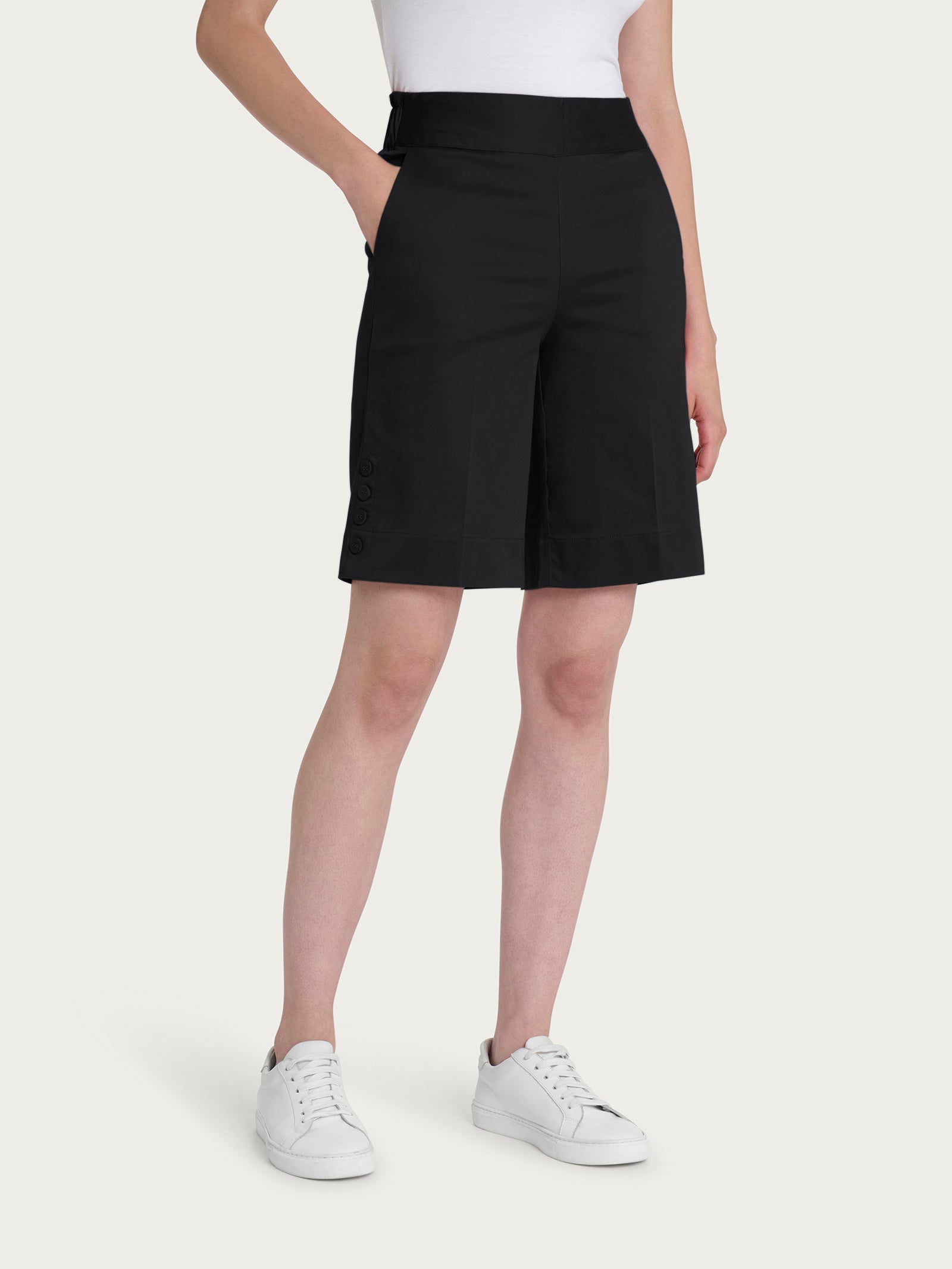 Ragno Satin Power Bermuda con bottoni nero