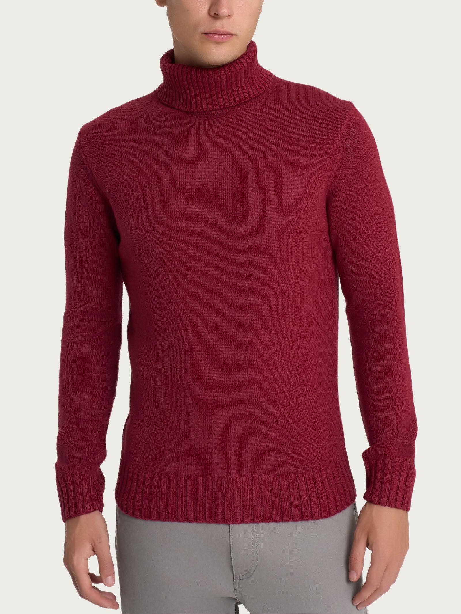 Ragno Merino Soft Dolcevita Collo Roule uomo lana Tibetan Red
