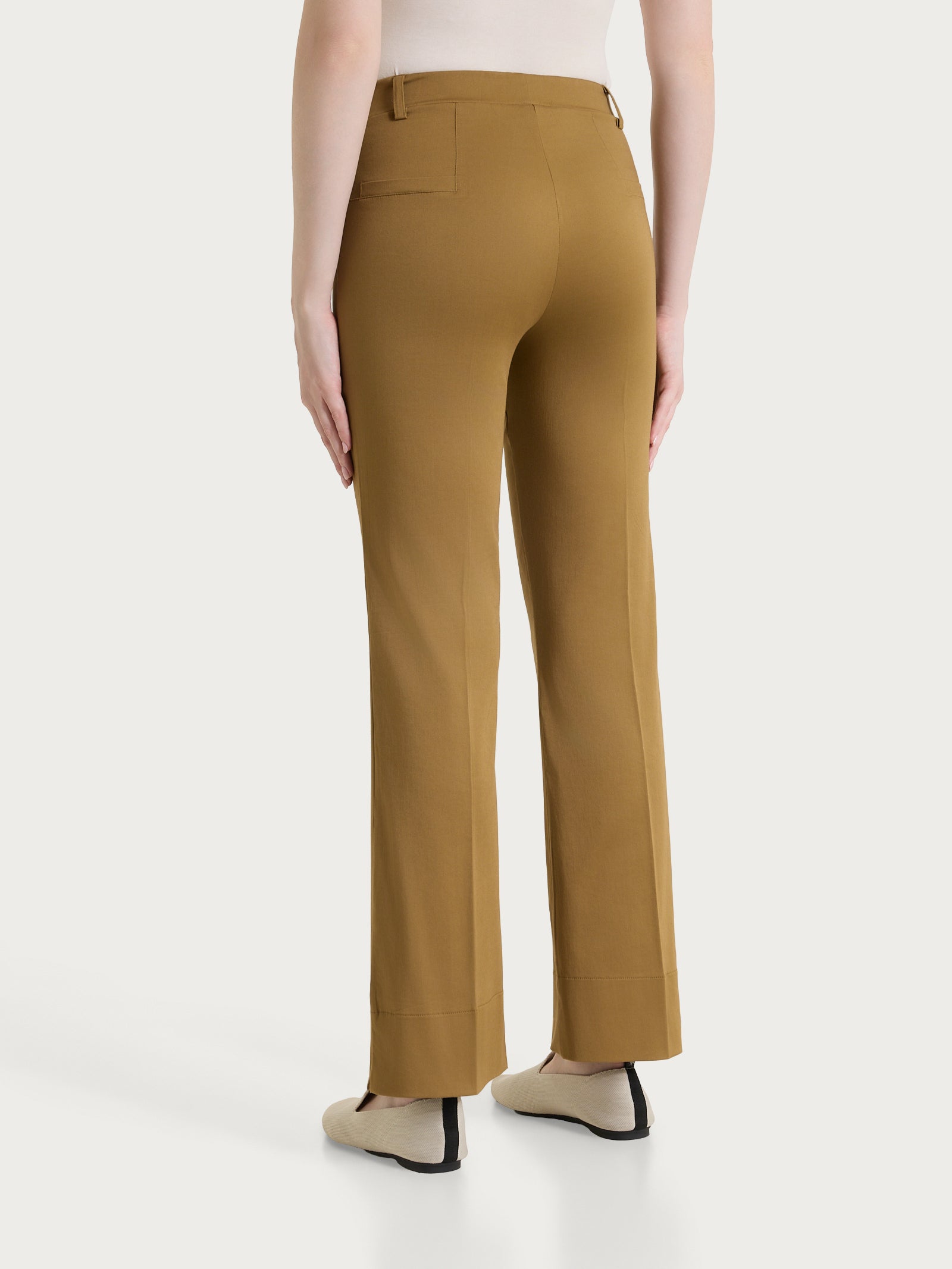 Ragno Satin Power pantalone flare Dull Gold verde cotone