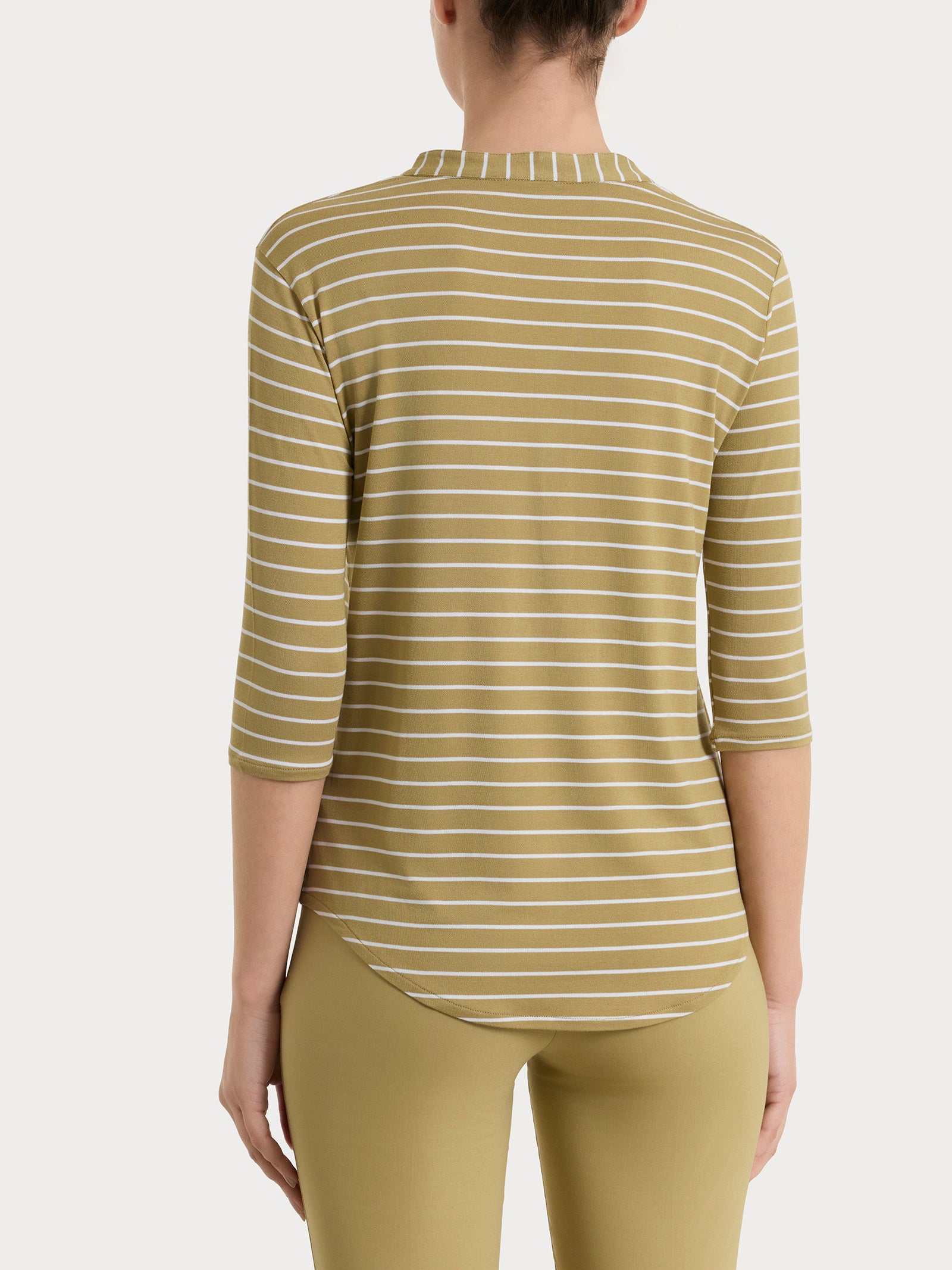 Ragno Summer Light Maglietta Serafino righe Fantasia Khaki