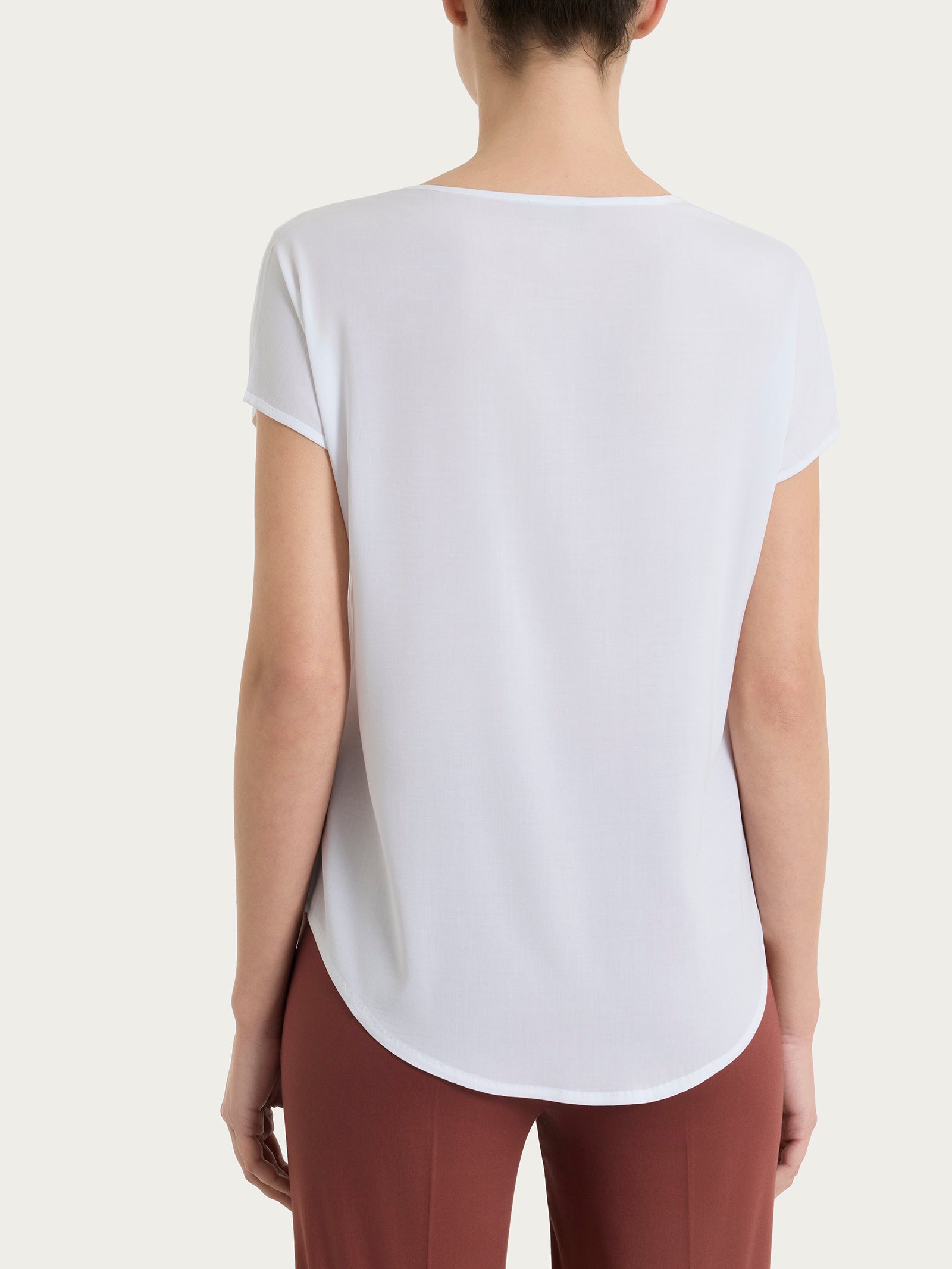 Ragno Voile Stretch Blusa Kimono Bianco manica corta