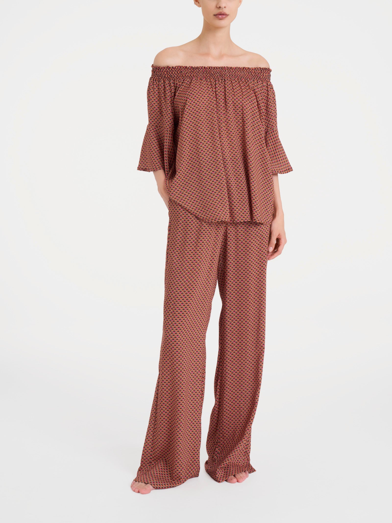 Ragno EcoSeta Maxi T-shirt maglietta Spice Route collo smock