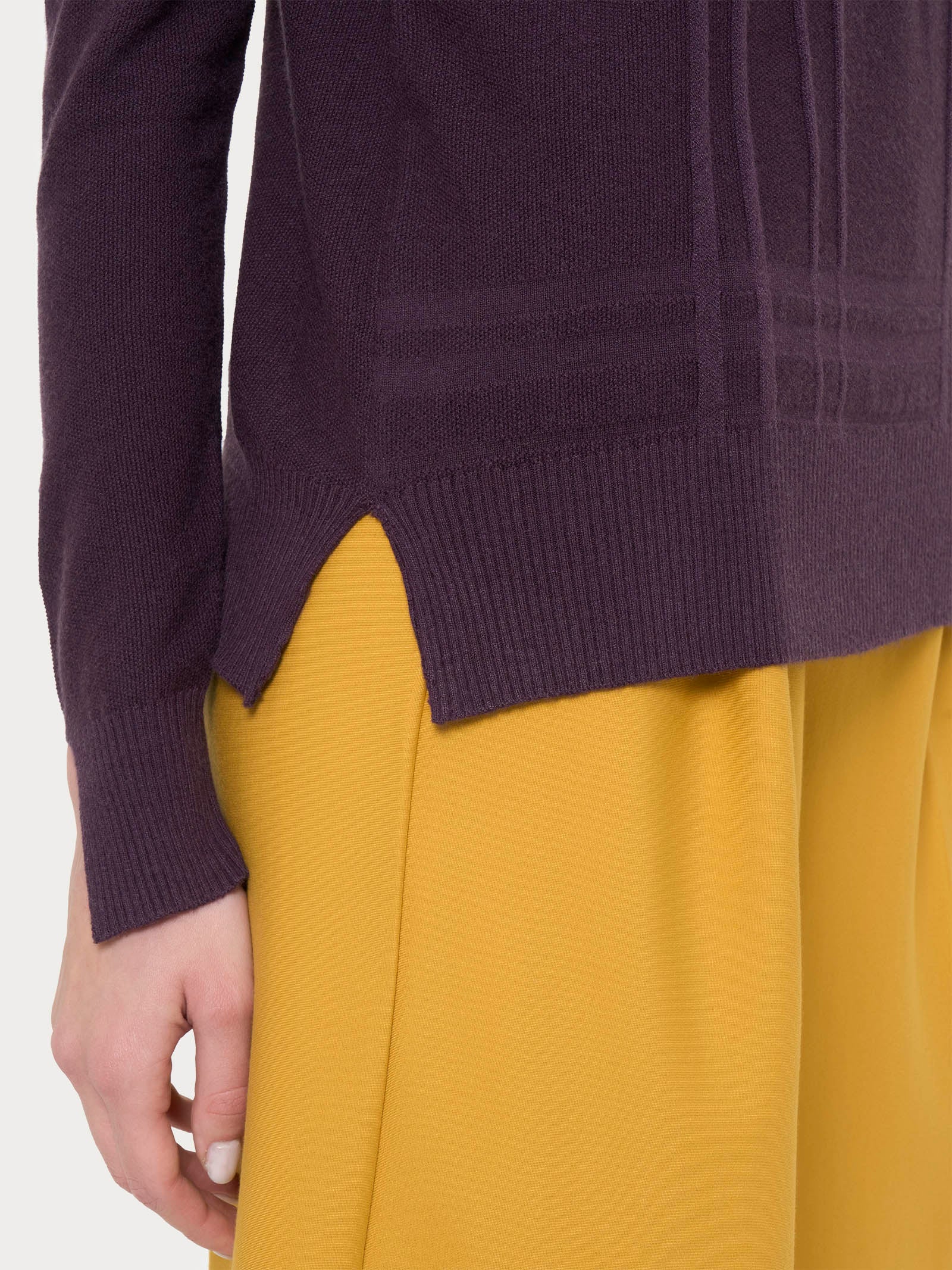 Ragno Four Seasons maglia girocollo tartan viola Plum Perfect