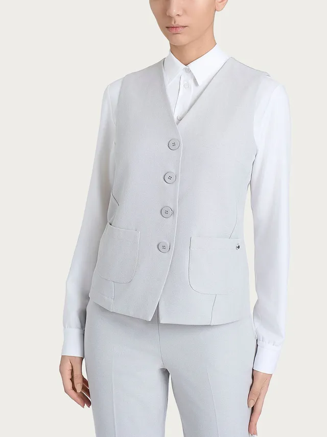 Ragno Flannel Twill gilet 4 bottoni Ghiaia Melange caldo