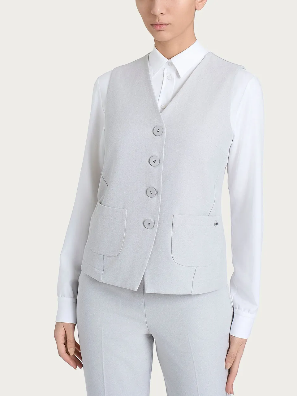 Ragno Flannel Twill gilet 4 bottoni Ghiaia Melange caldo
