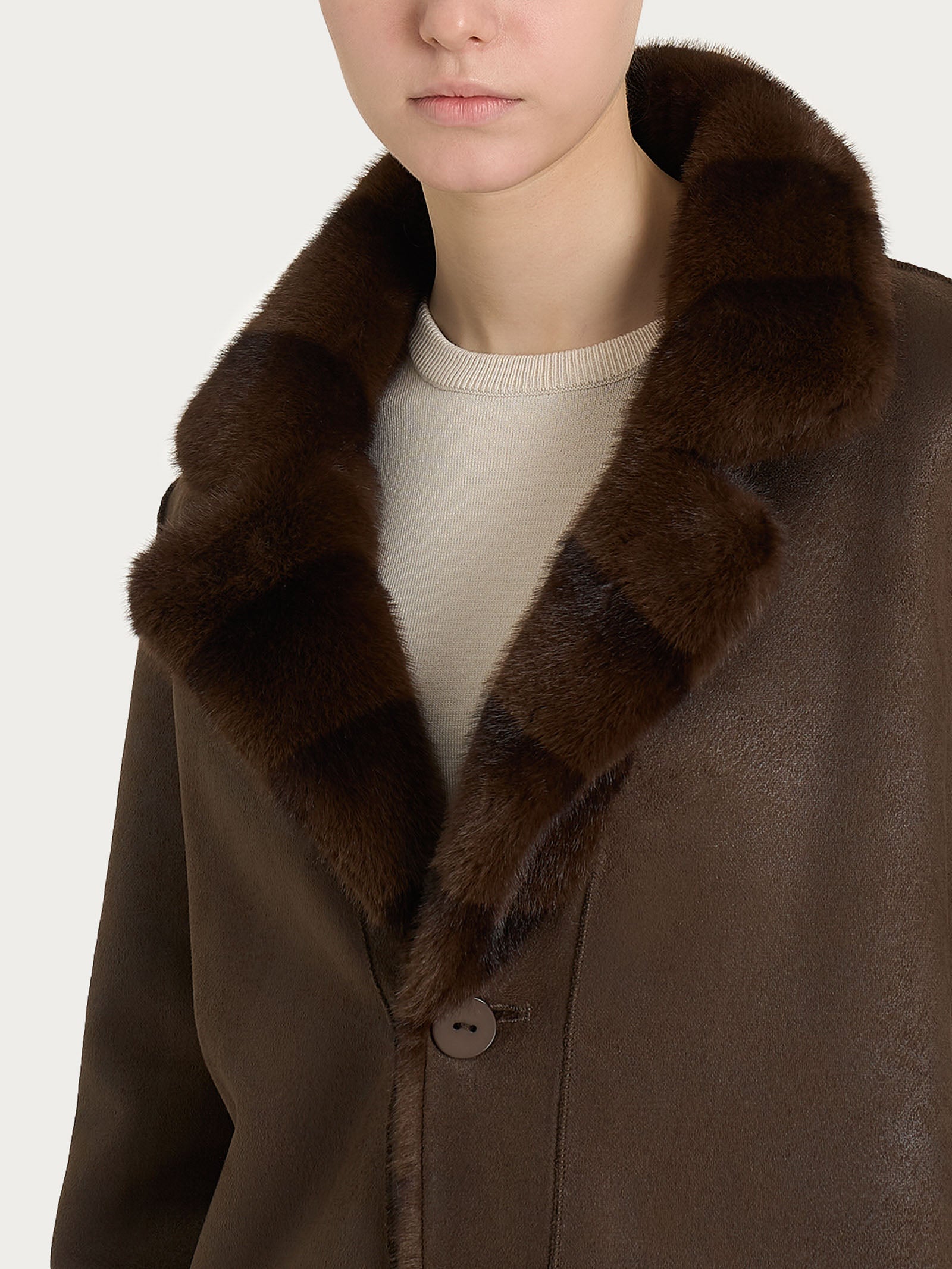 Ragno Vegan Fur Cappotto Double-Face Chocolate Torte Revers
